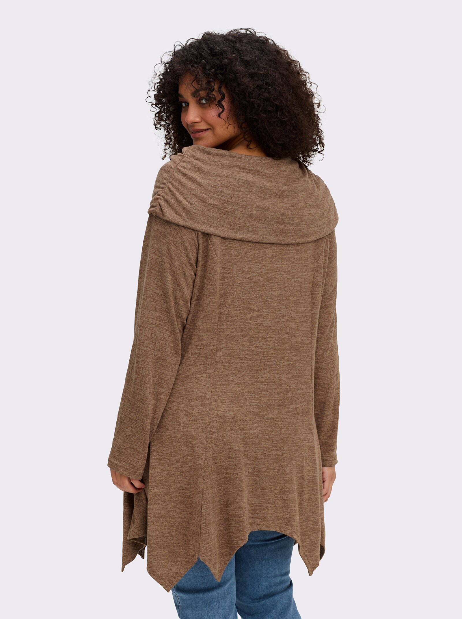 sheego by Joe Browns Longsweatshirt im Strick-Look - braun-meliert