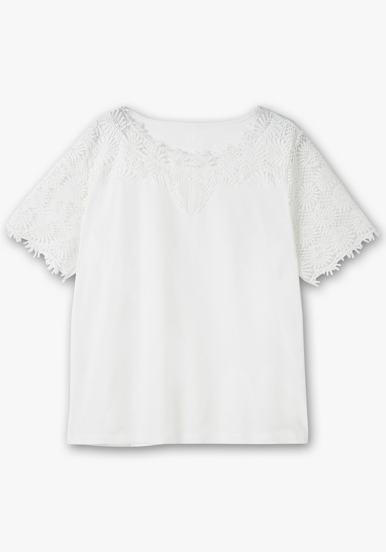 Spitzenshirt mit transparenter Spitze - ecru