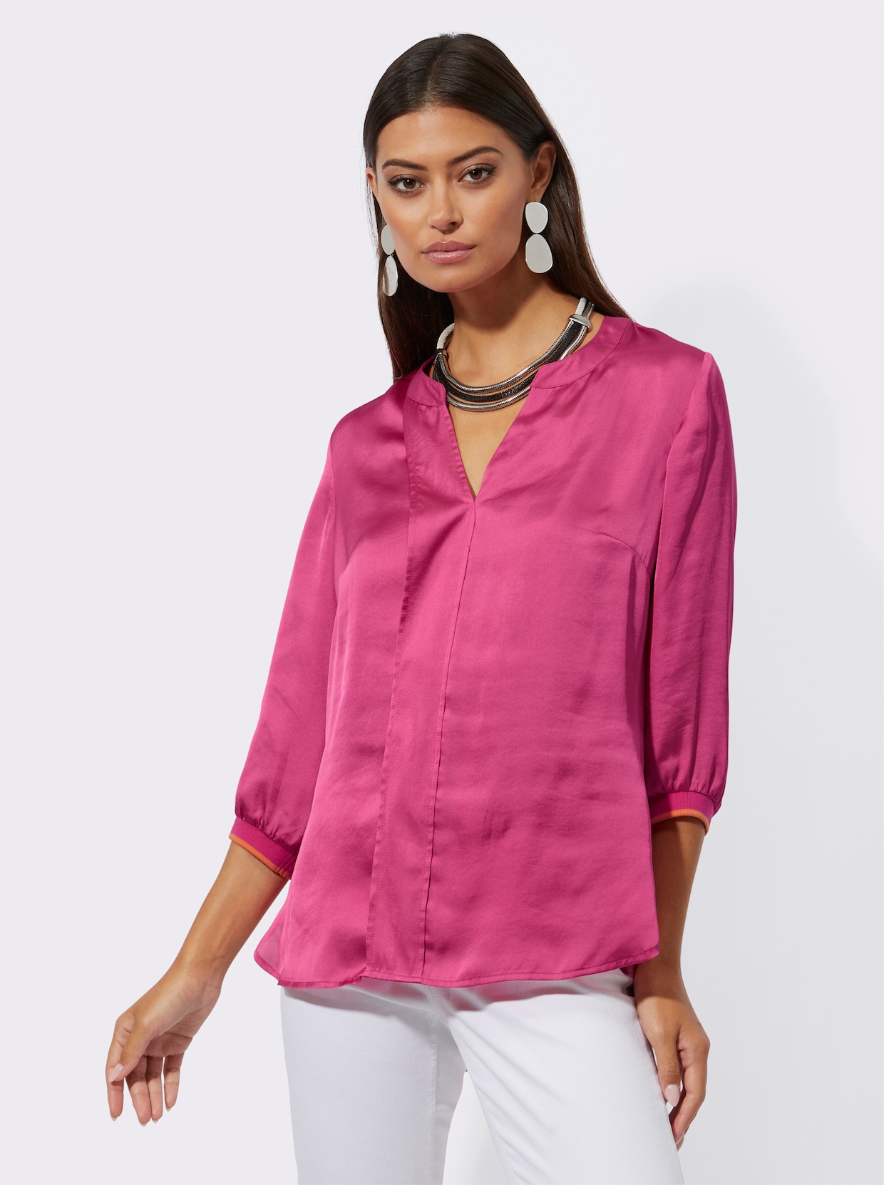 Longline blouse - fuchsia/papaja