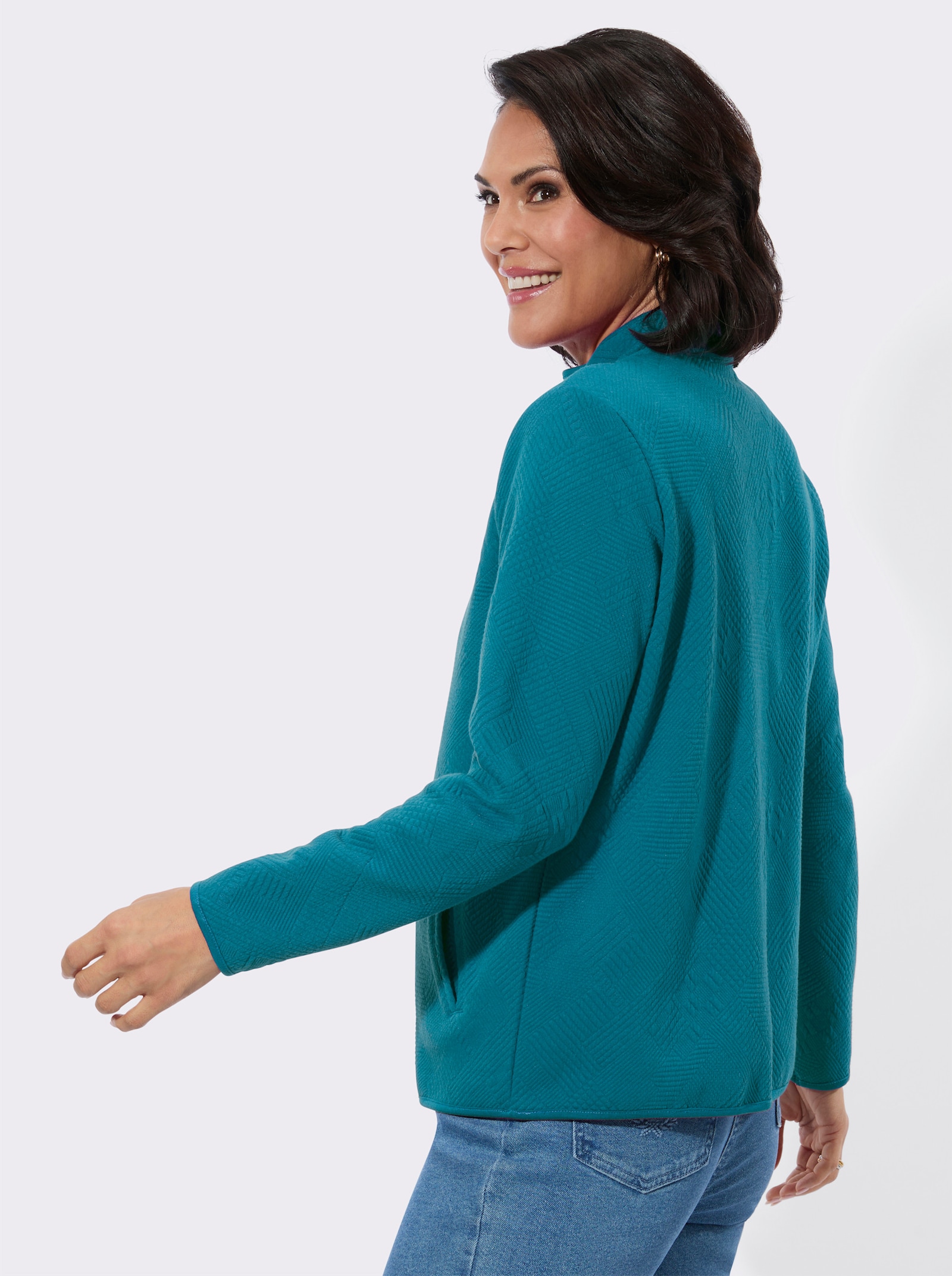 Shirtjacke im Jacquard-Mustermix - aquapetrol