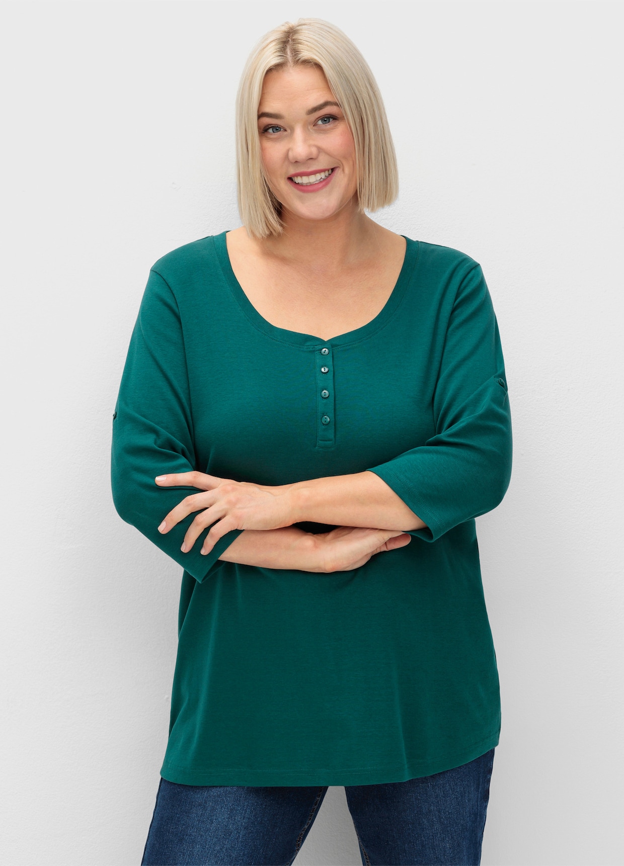 sheego 3/4-Arm-Shirt - petrol
