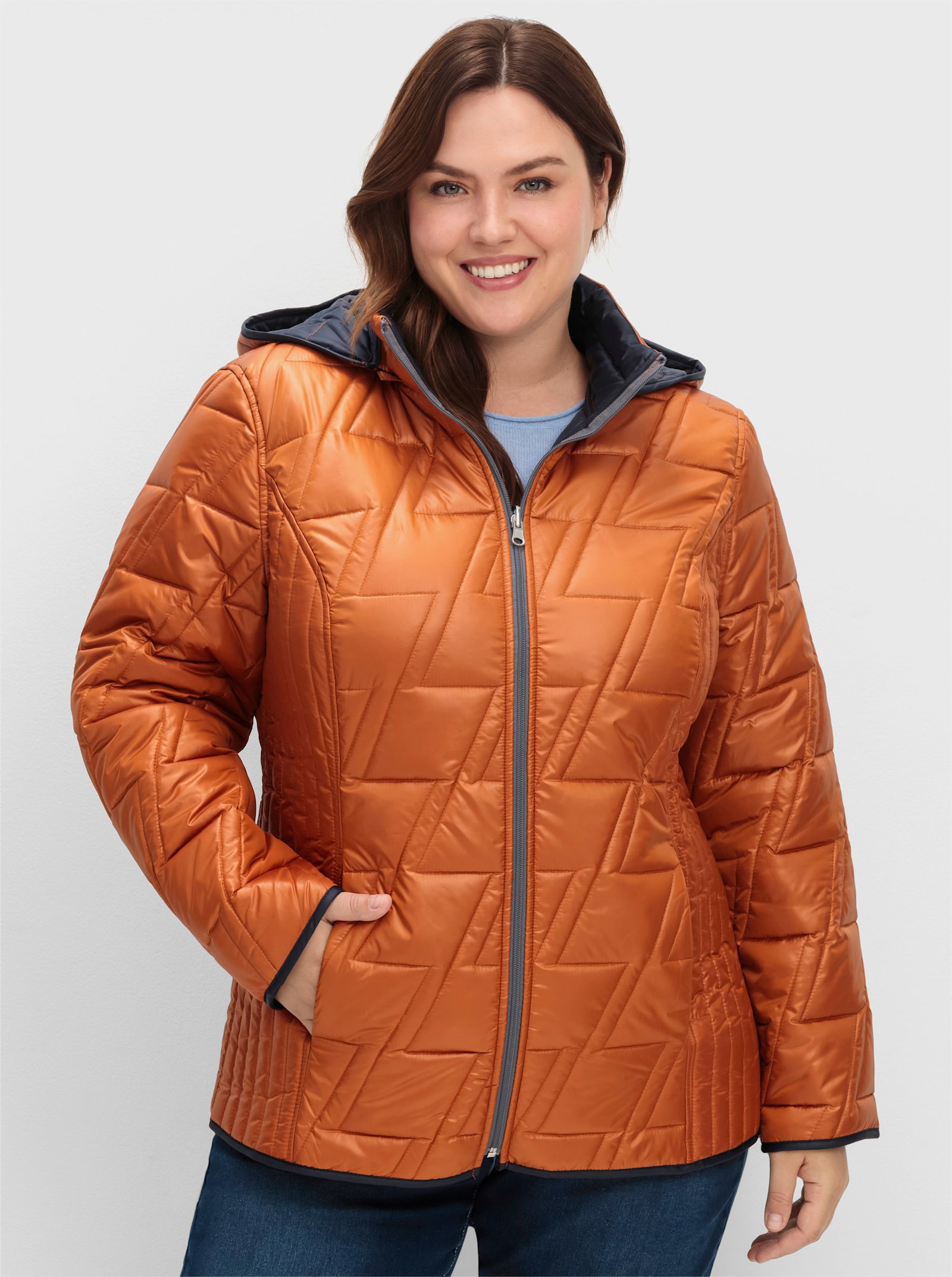 Wendejacke mit Kapuze, abzippbar - cognac