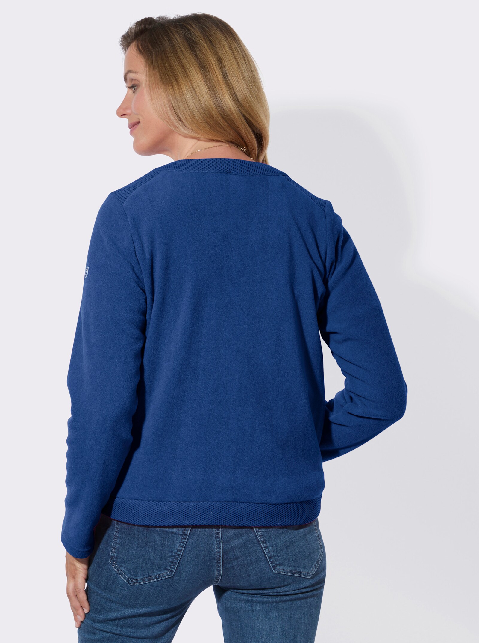 Fleecejacke mit Steppmuster-Einsätzen - royalblau