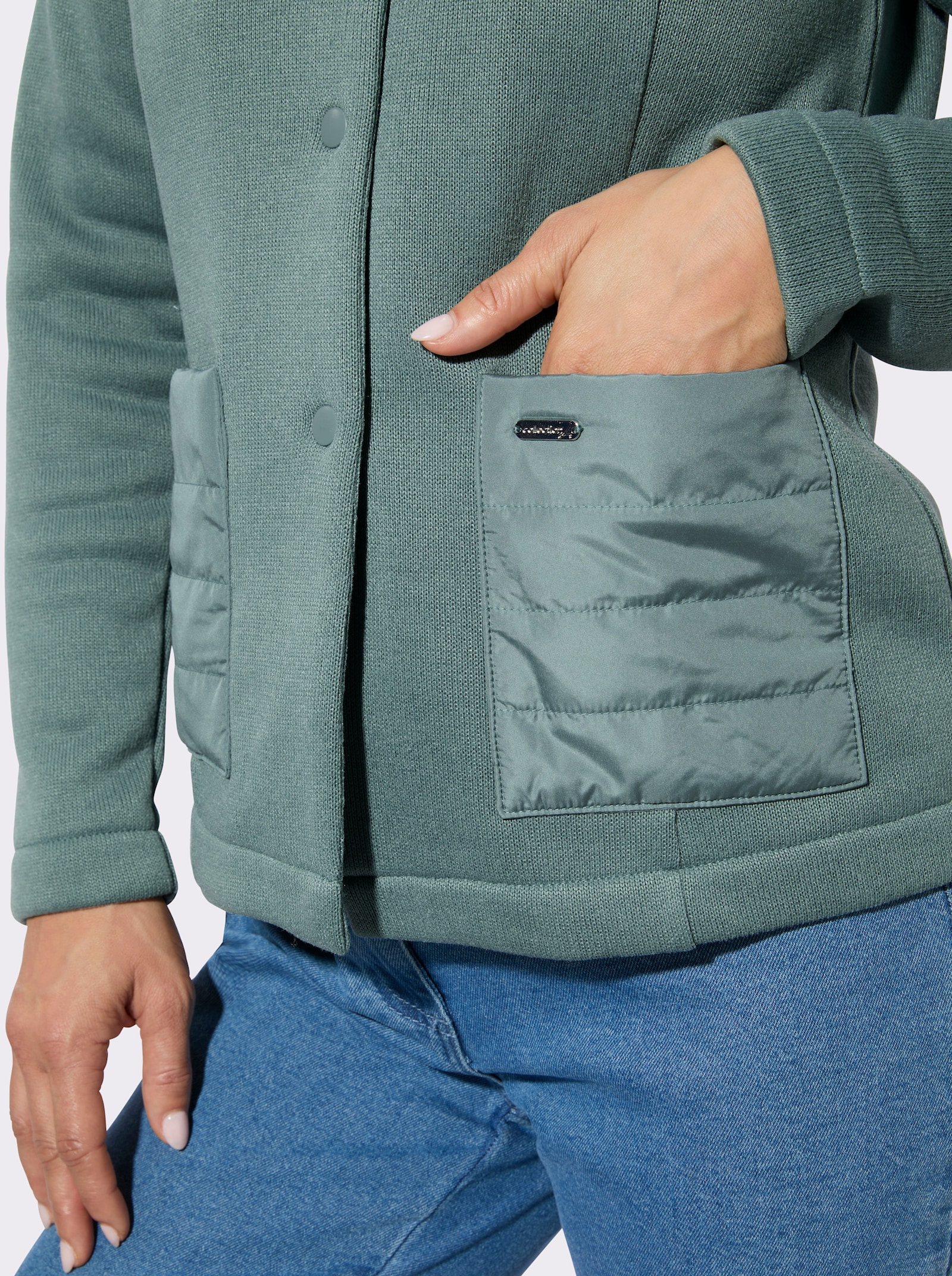 Fleecejacke mit Druckknöpfen - jade
