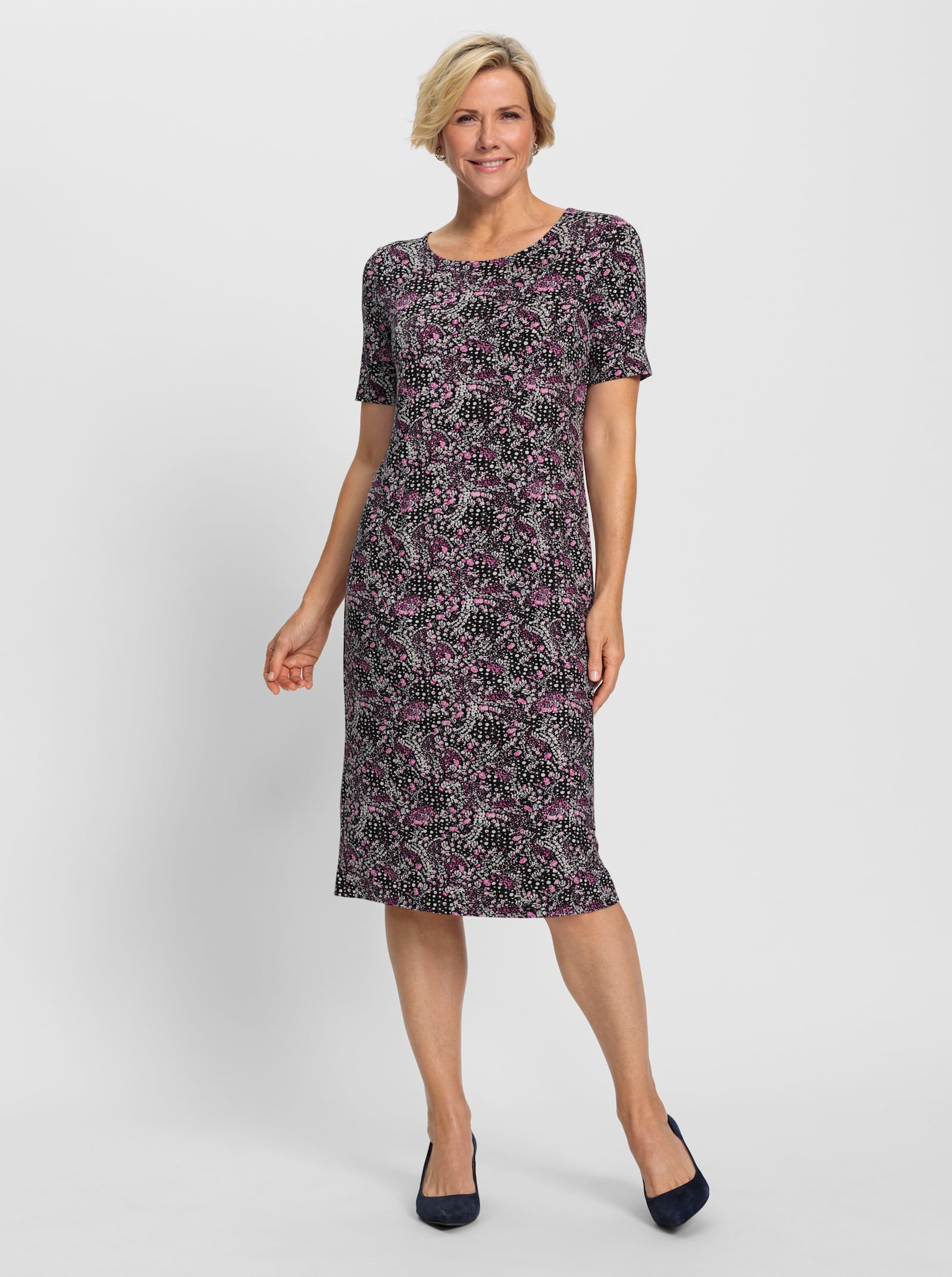 Jerseykleid im floralen Dessin - erika-ecru-bedruckt