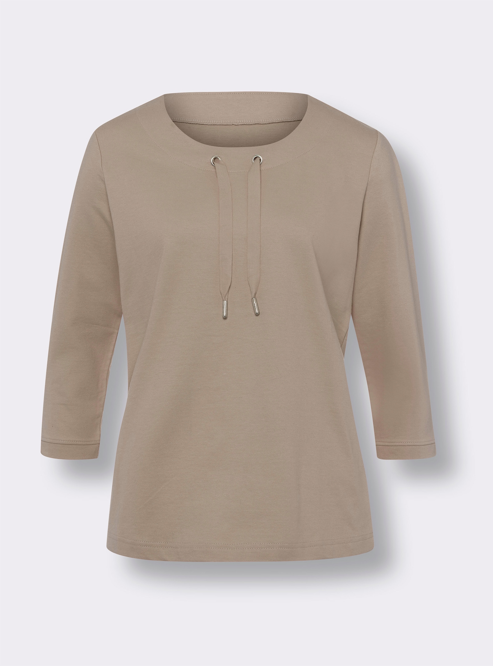  Sweatshirt met bindstrikjes bij de hals - sesam