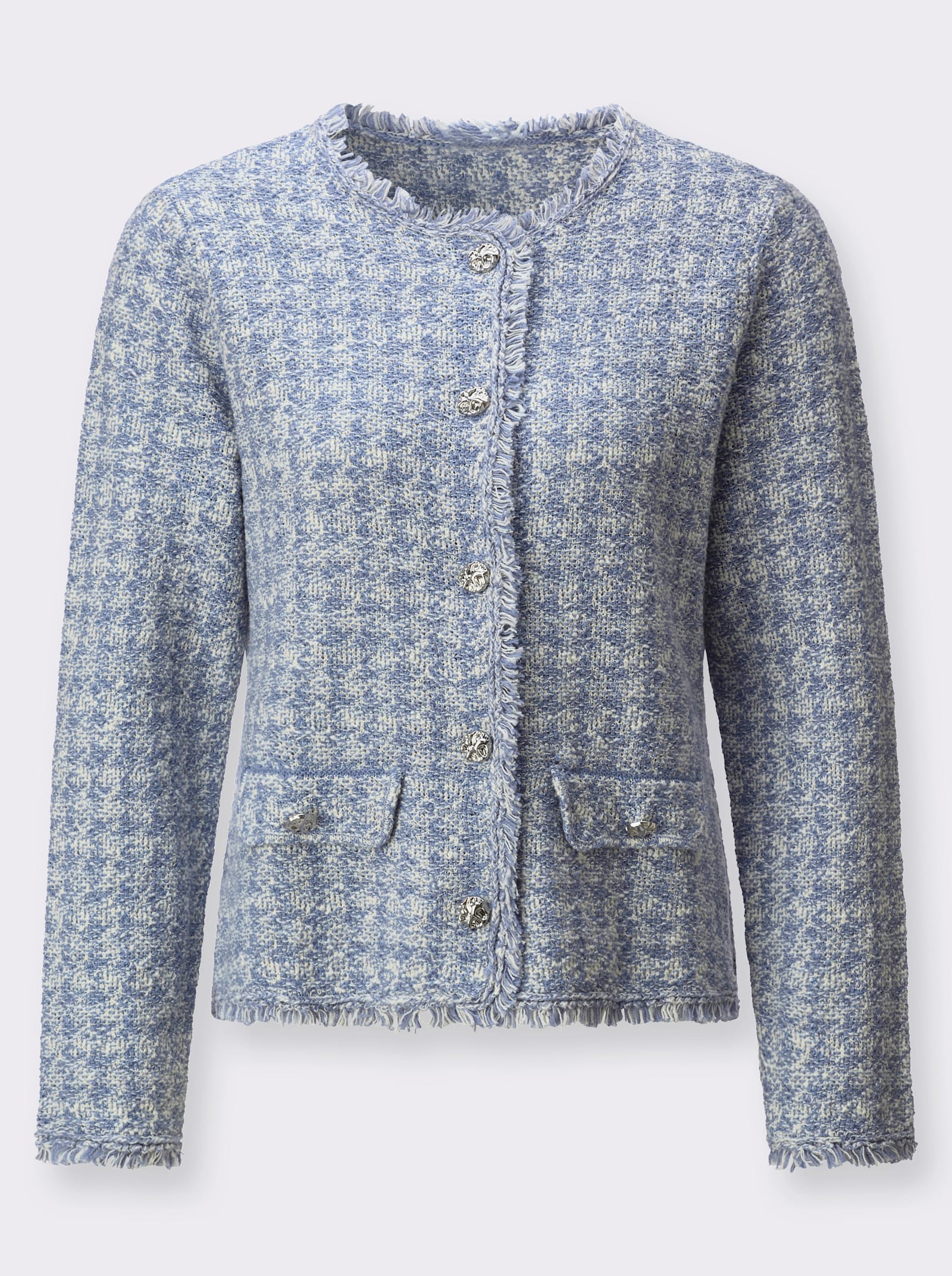 Cardigan met hoog katoengehalte - bleu/champagne gemêleerd