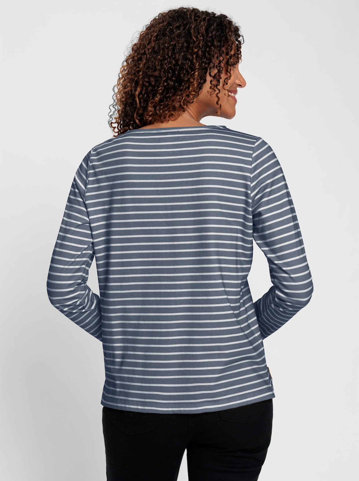 Sweatshirt - rauchblau-ecru-geringelt