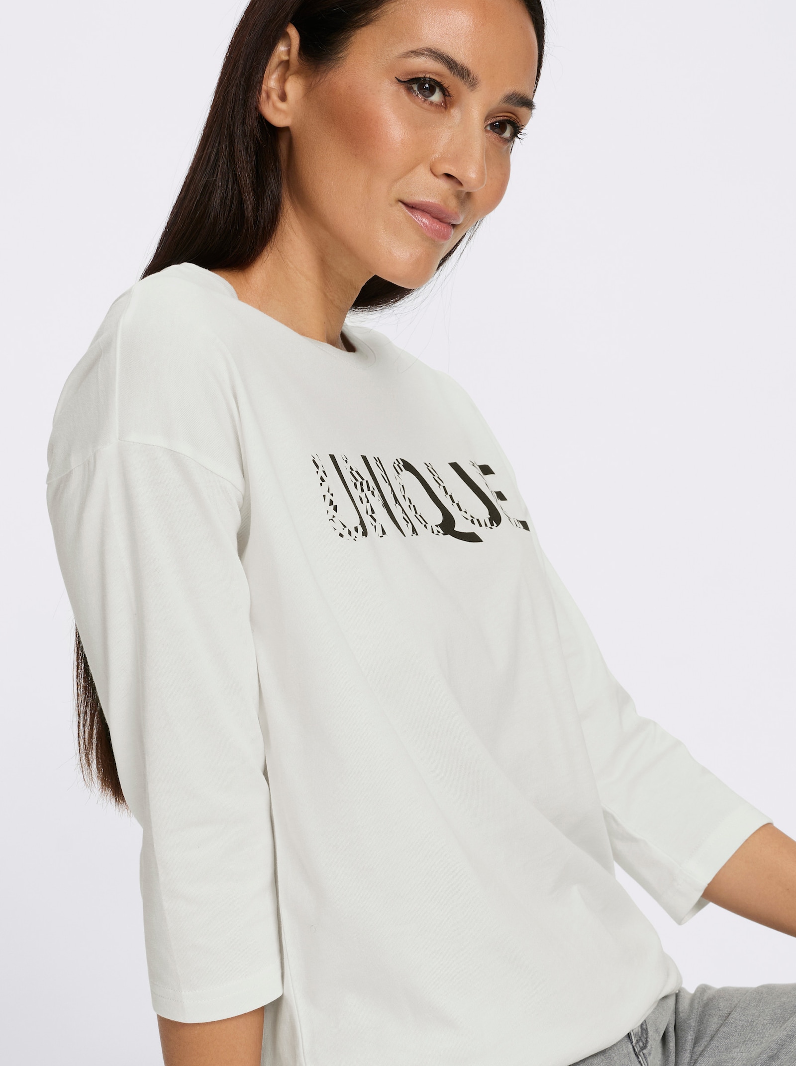 heine 3/4-Arm-Shirt mit Schriftzug - ecru