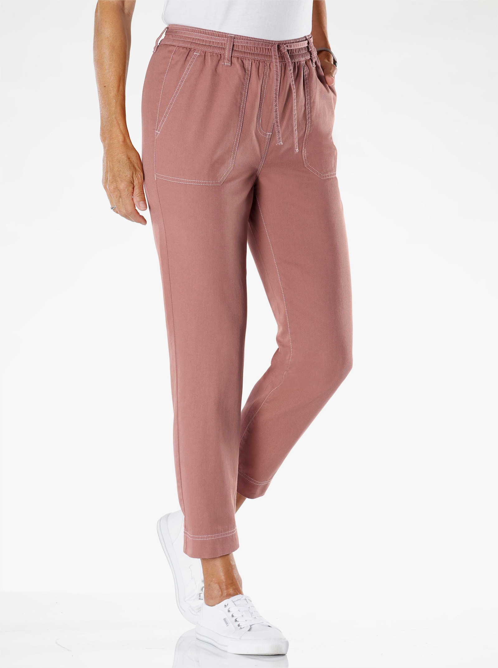 7/8-Jeans mit Rundum-Dehnbund - rosenholz