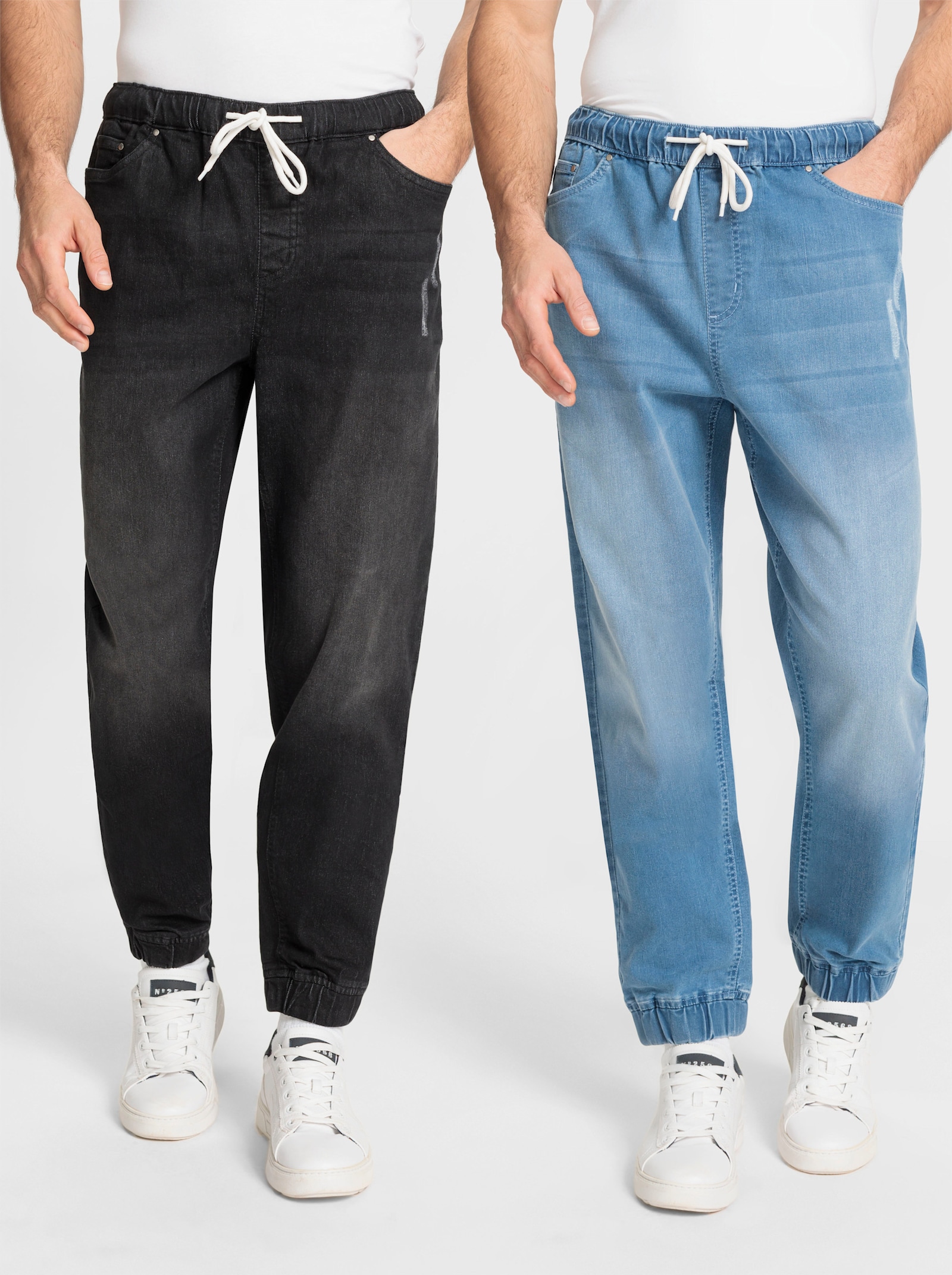 Catamaran Schlupfjeans im Doppelpack - blue-bleached + black denim