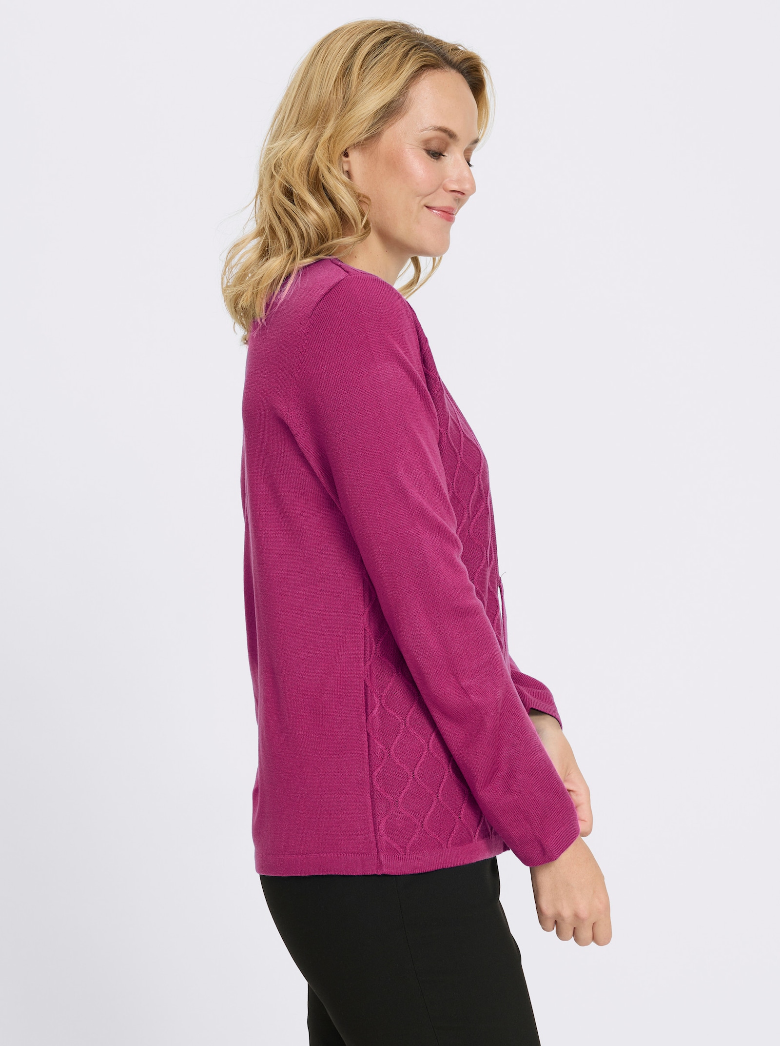 2-in-1-Pullover mit Bindeband - magenta