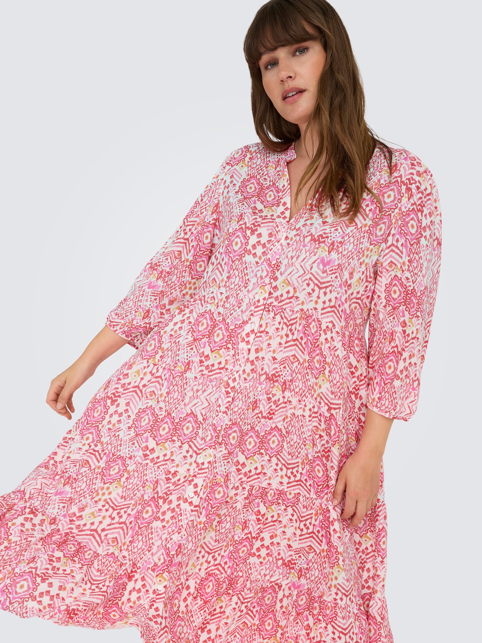 ONLY CARMAKOMA Tunikakleid - cloud dancer aop:sikka graphic