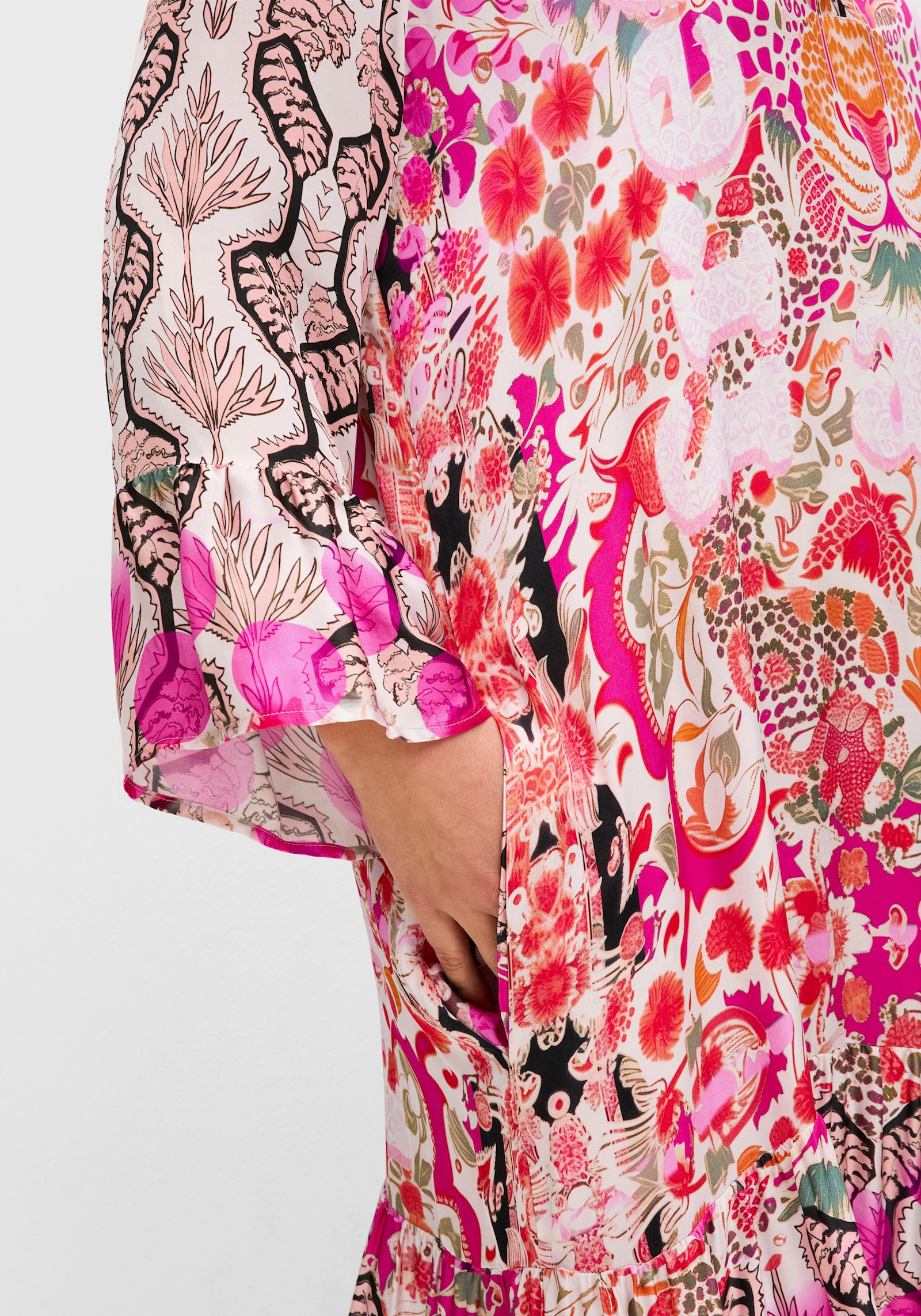 sheego loves miss goodlife Stufenkleid im Maxischnitt, mit Volants - pink gemustert