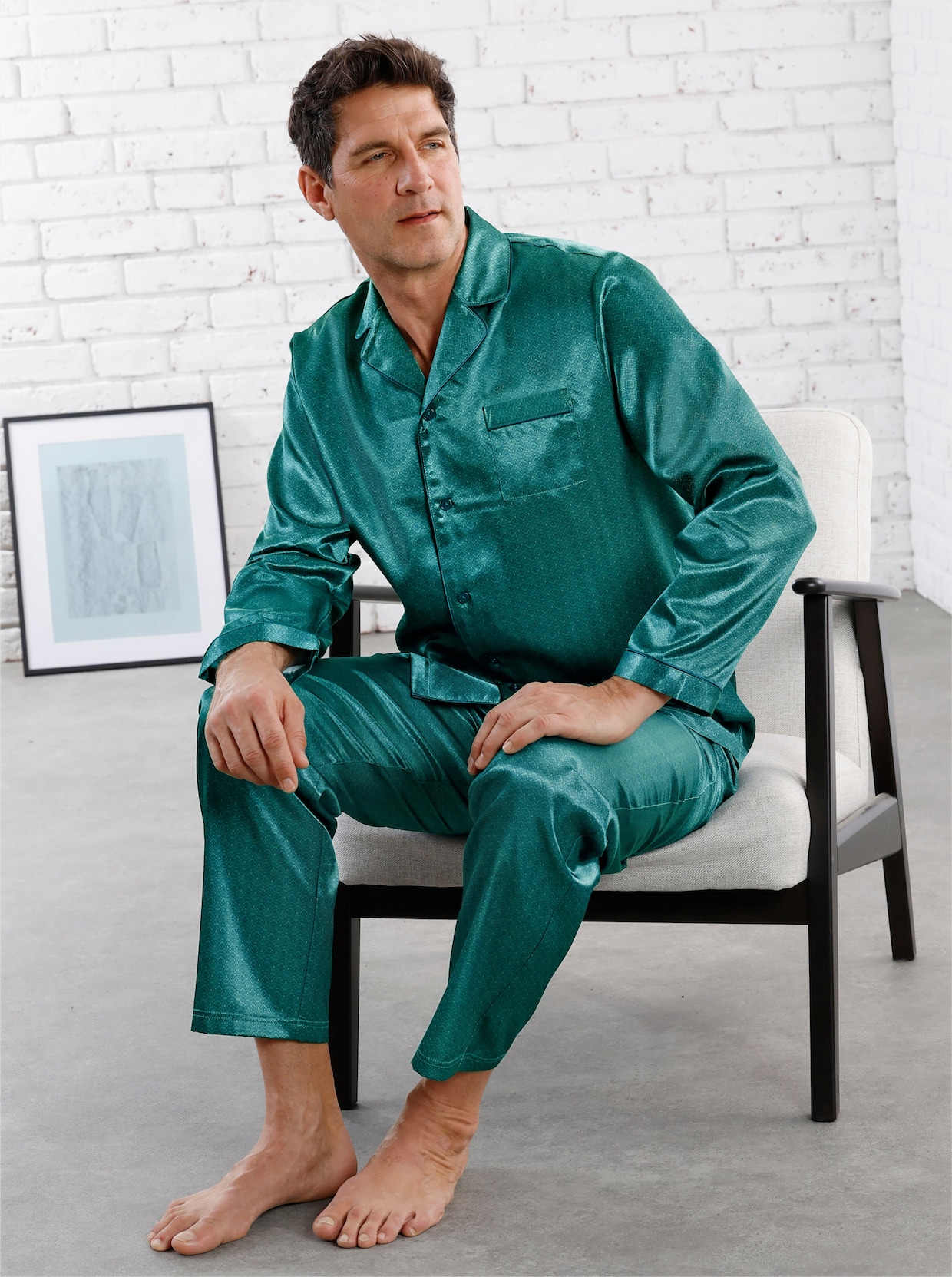 KINGsCLUB Pyjama - smaragd-petrol-bedruckt