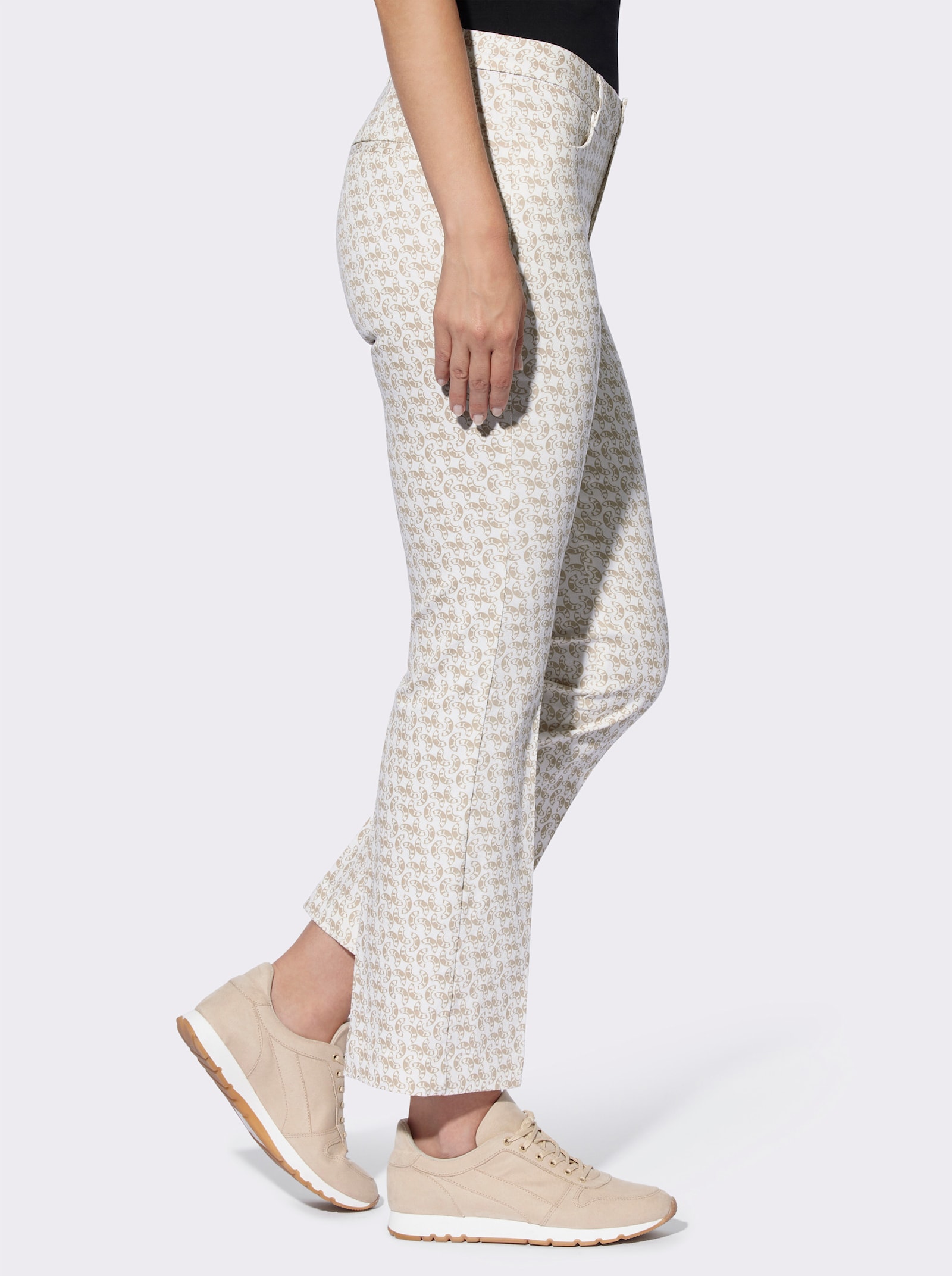 heine Druckhose in softer Stretch-Qualität - beige-ecru-bedruckt