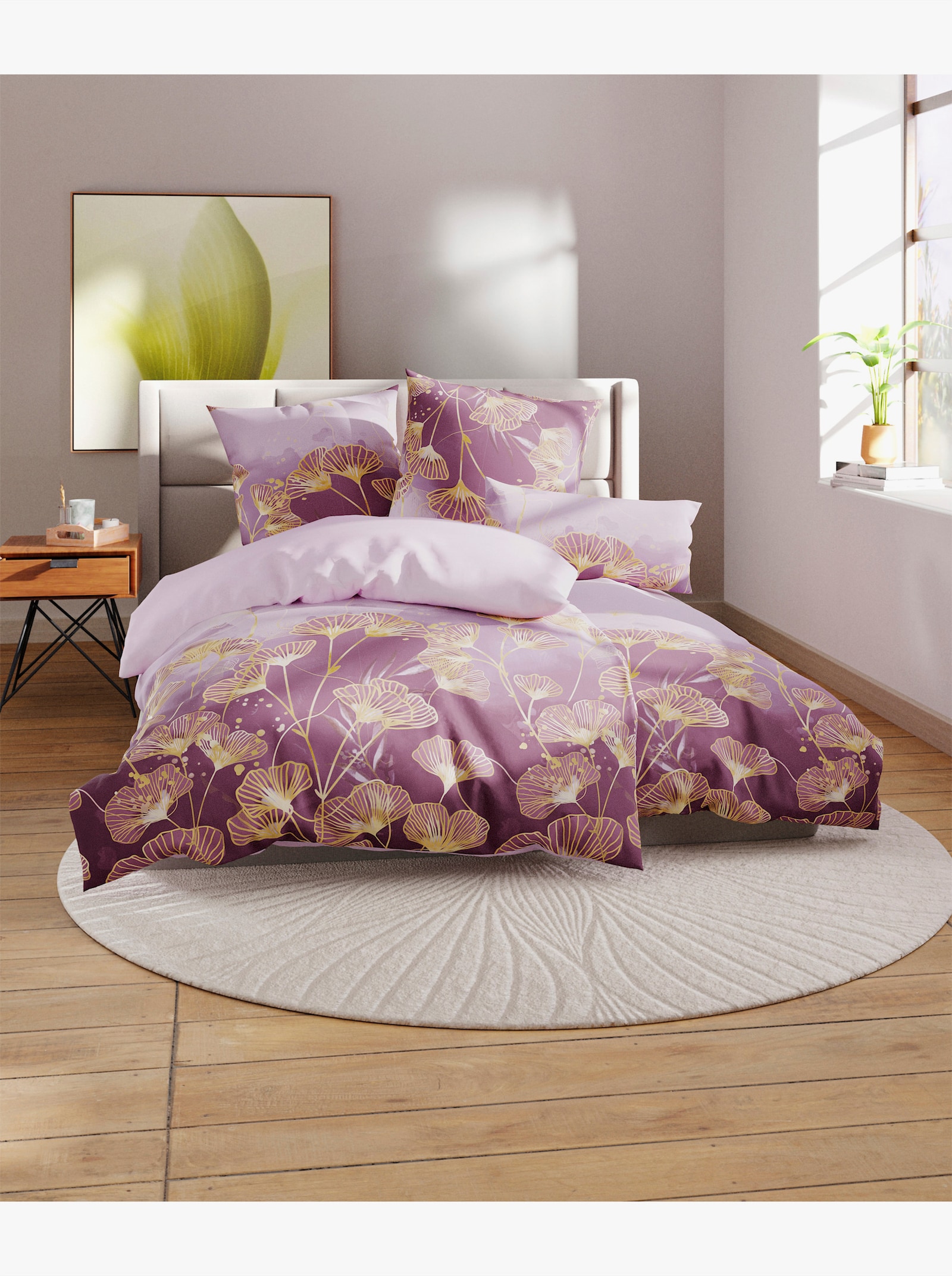 wäschepur Bettwäsche - violett-burgund-bedruckt