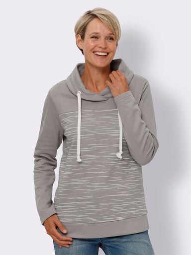 Sweatshirt - steingrau-ecru-bedruckt