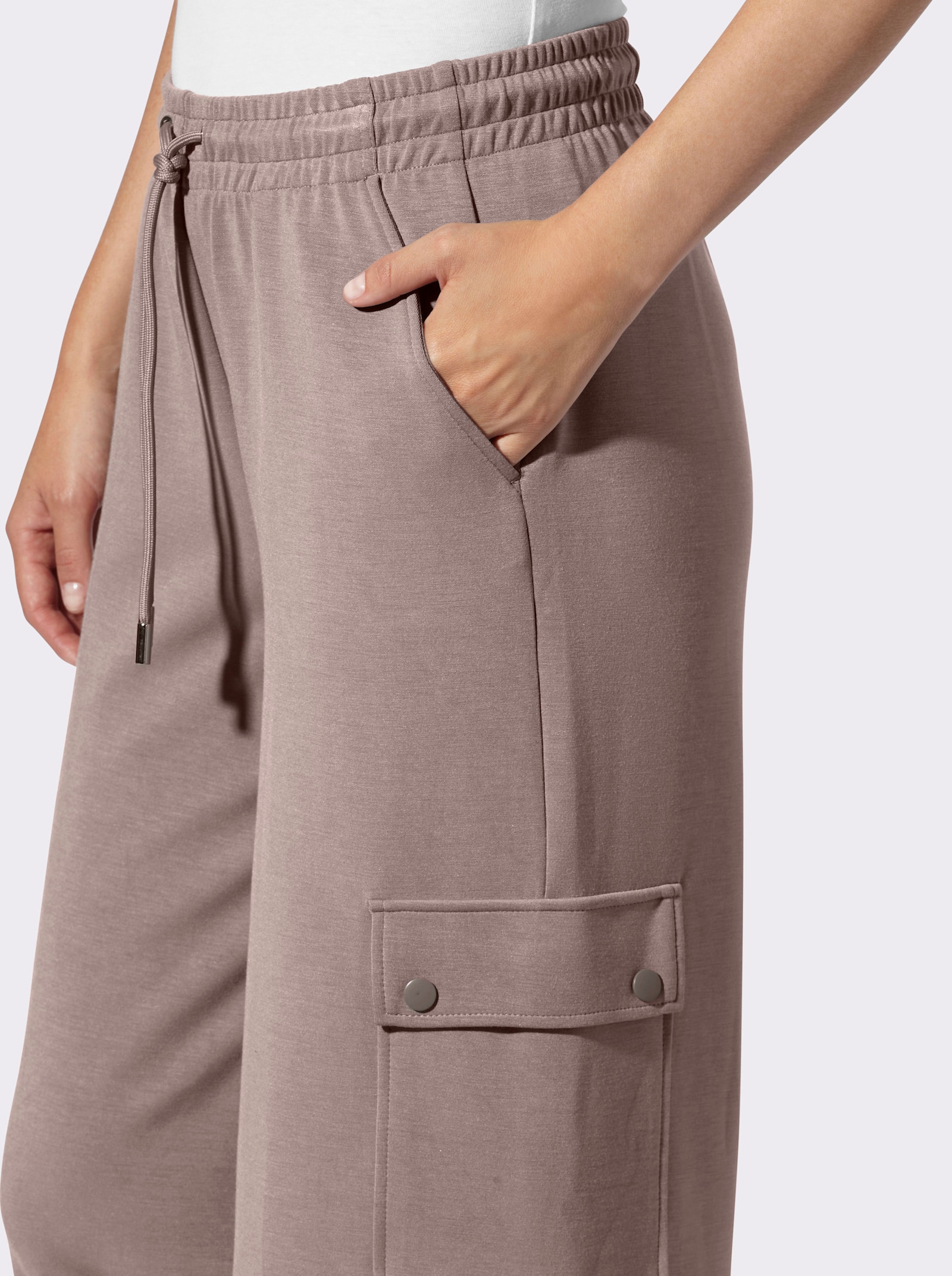 heine Jerseyhose mit Cargo-Taschen - taupe