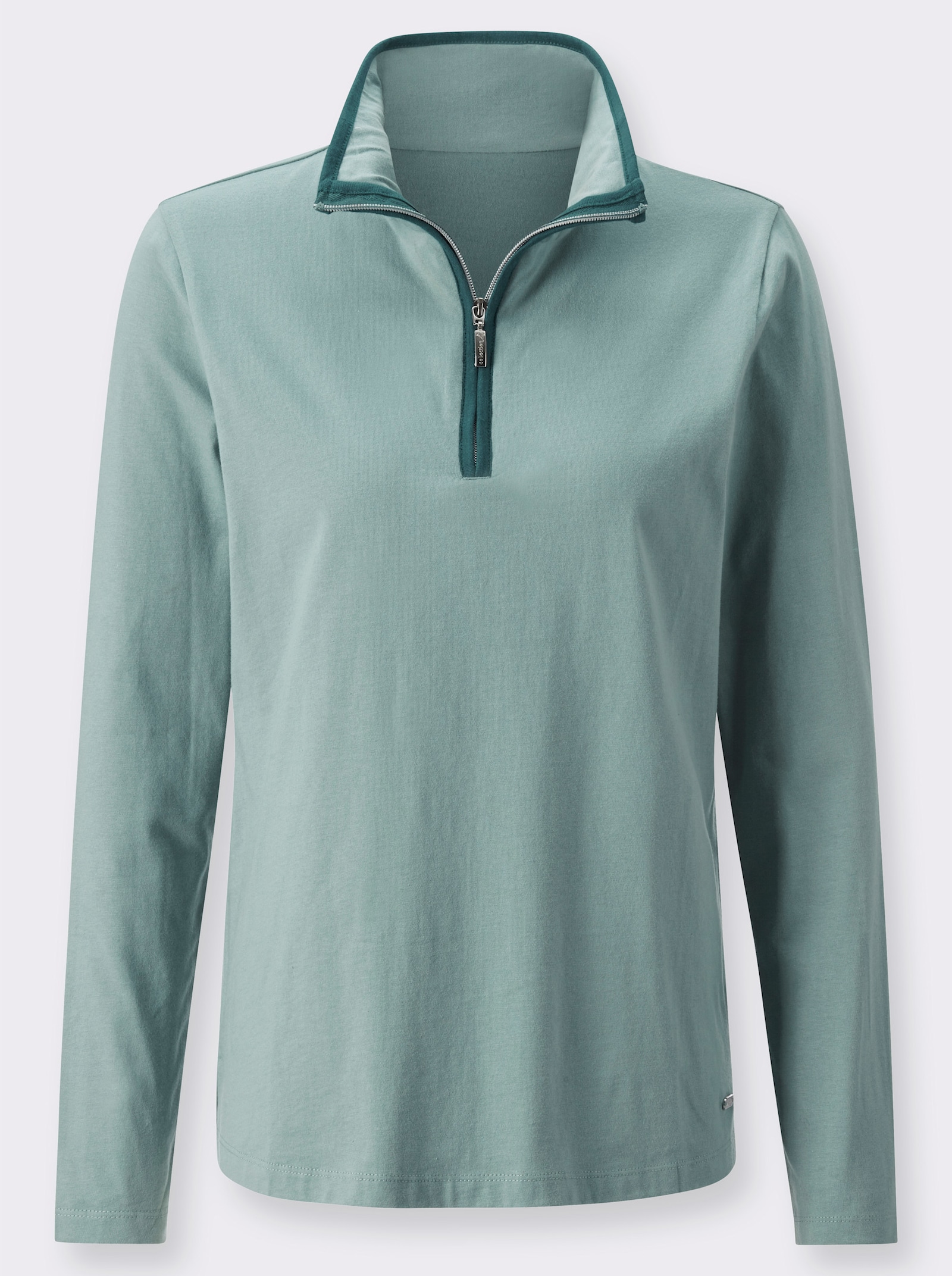 Sweatshirt mit Stehkragen und Reißverschluss - jade