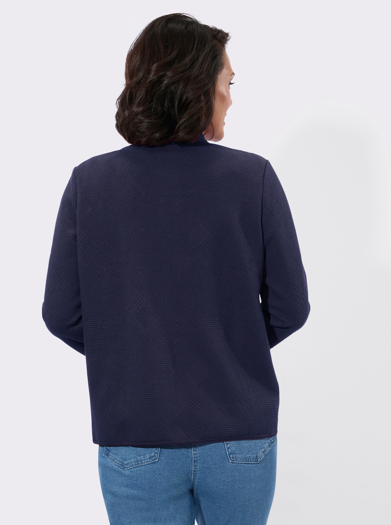 Shirtjacke im Jacquard-Mustermix - marine