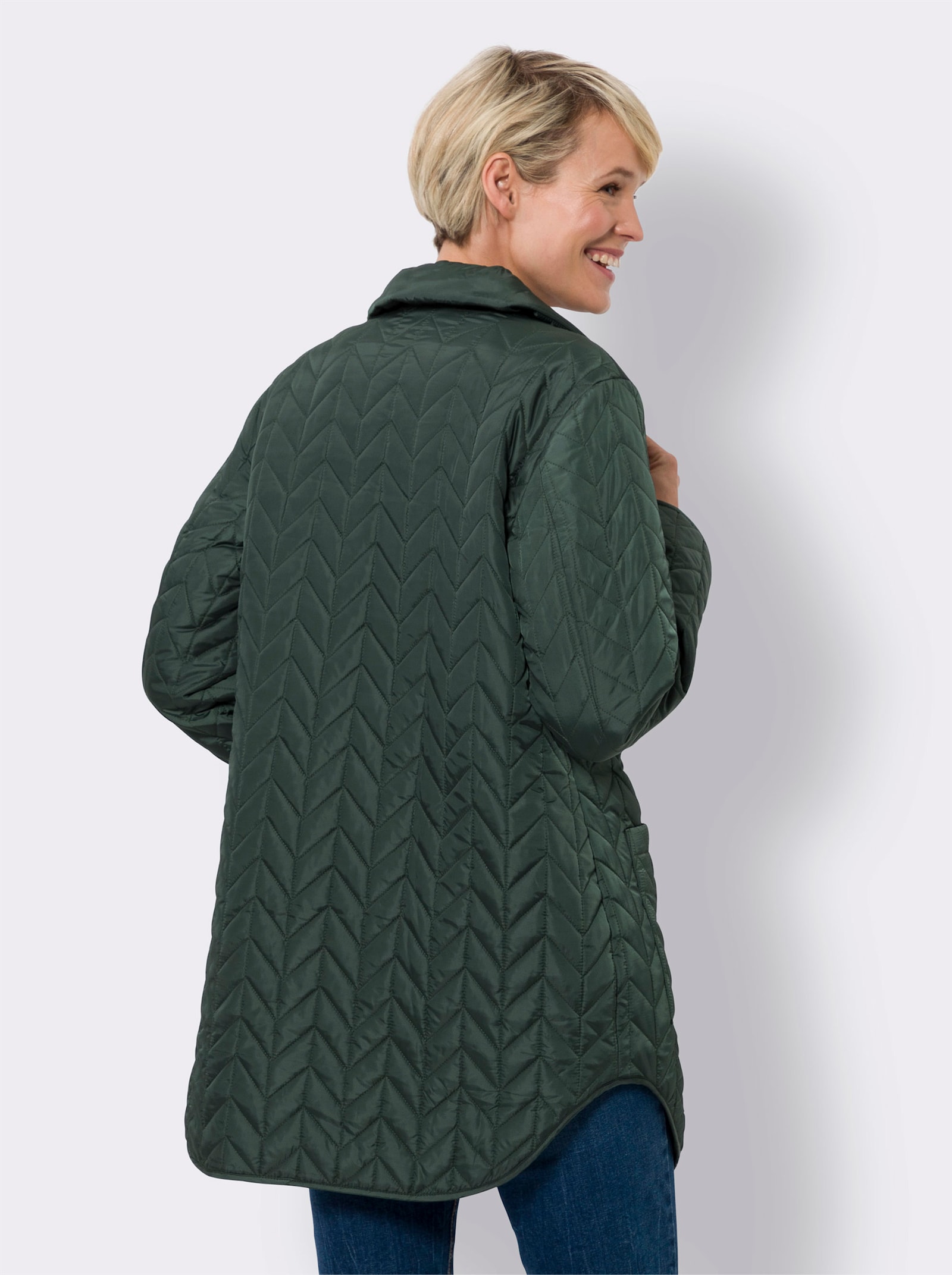 Longjacke mit Zickzack-Steppung - moos