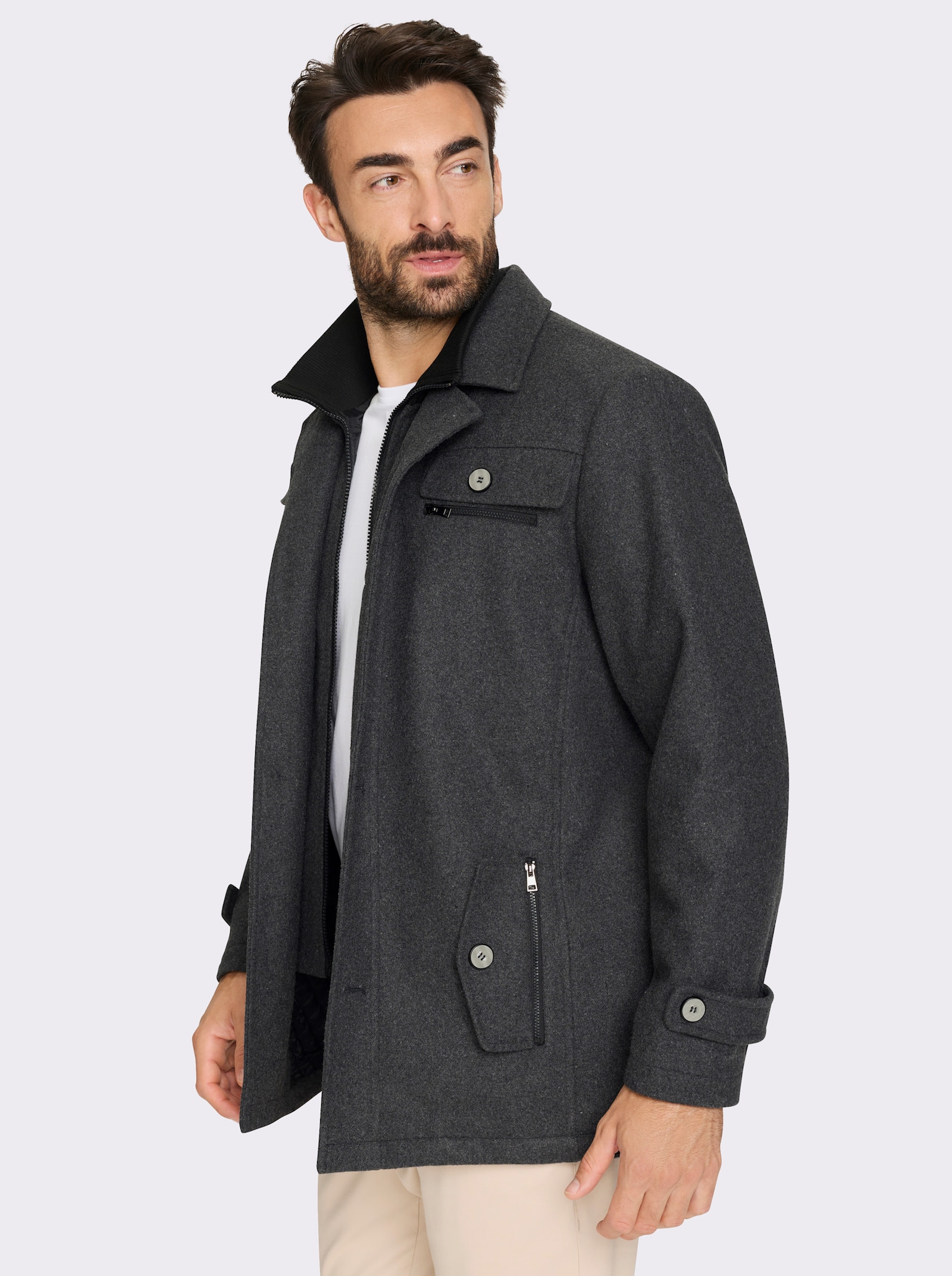 Marco Donati Longjacke in Woll-Optik - graphit-meliert