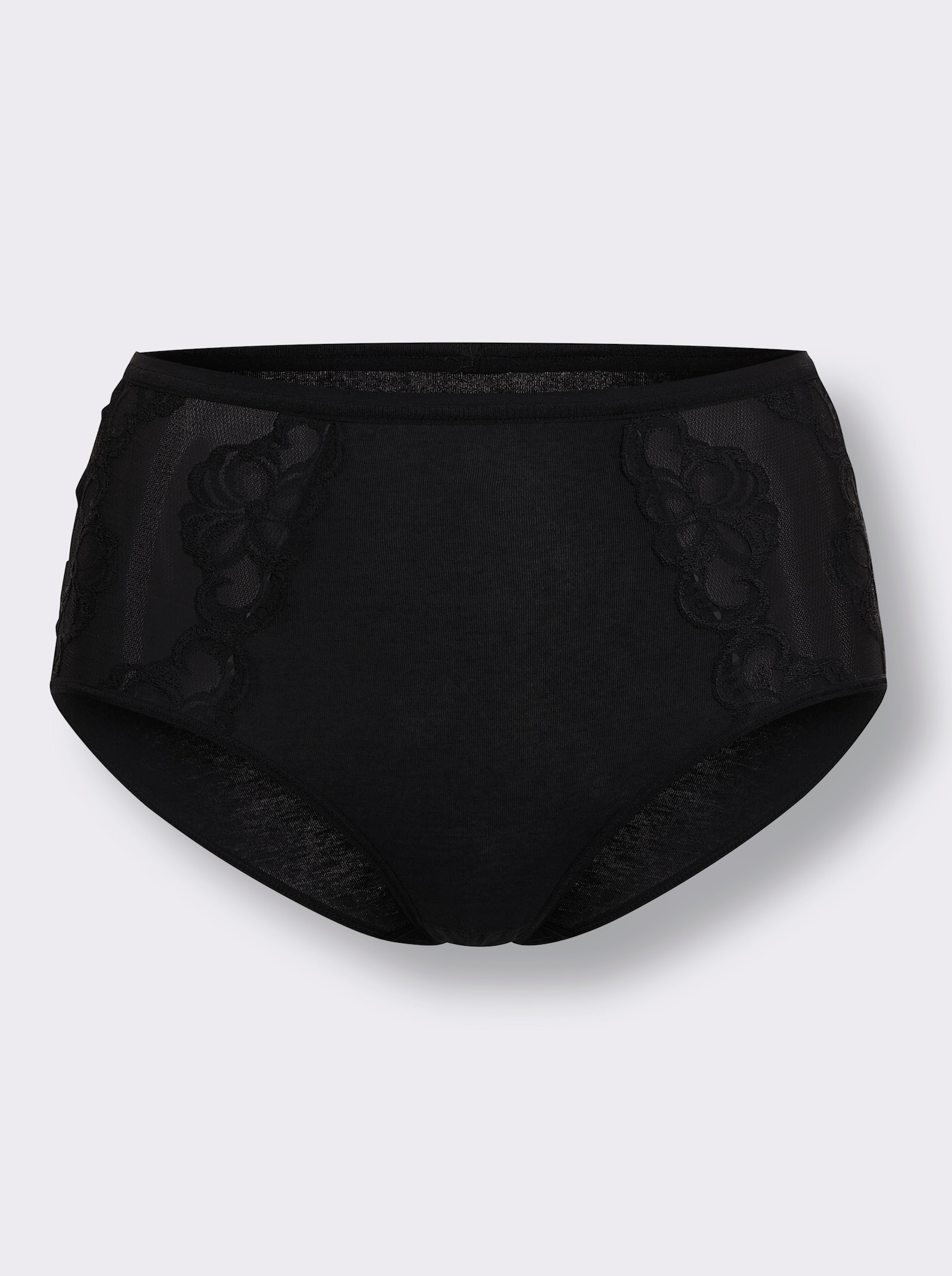 Hüftslip mit transparentem Spitzeneinsatz - schwarz