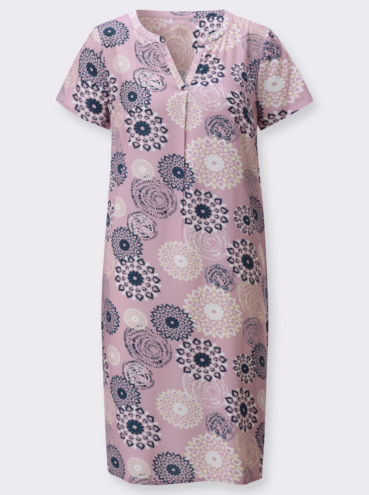 Webkleid - mauve-dunkelblau-bedruckt