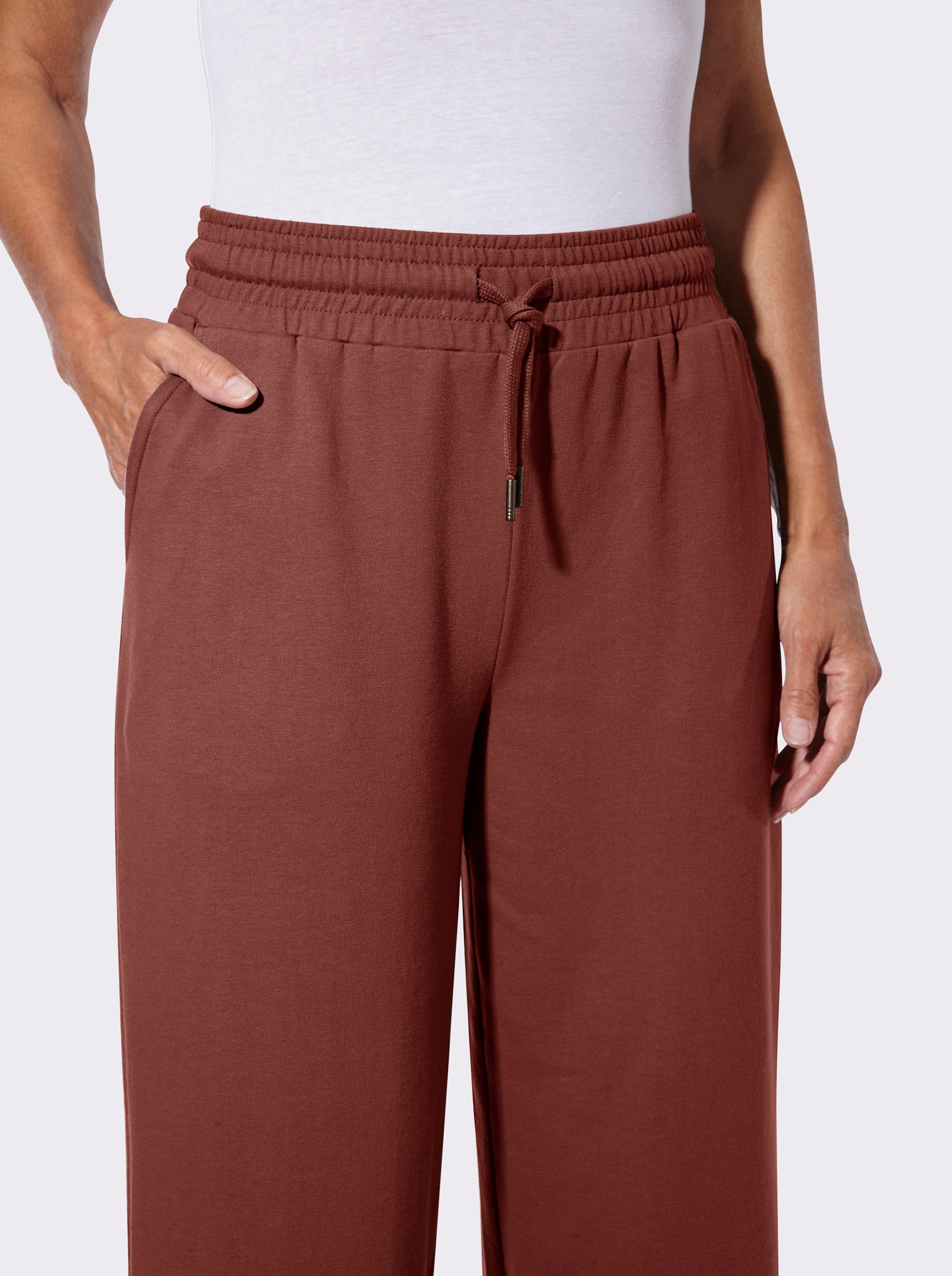 Sweathose mit Rundum-Dehnbund - rotbraun