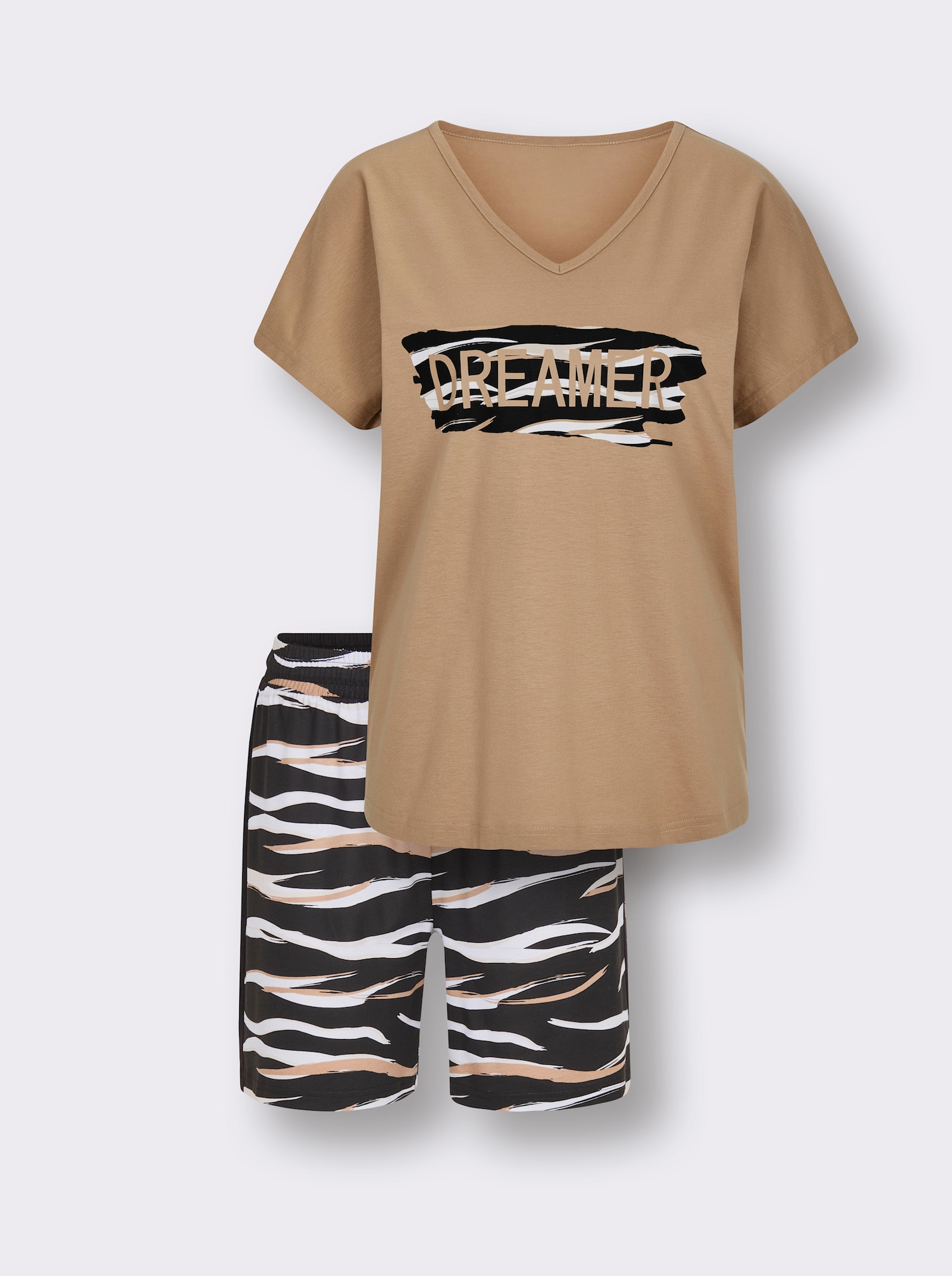 wäschepur Shorty - schwarz-camel-bedruckt