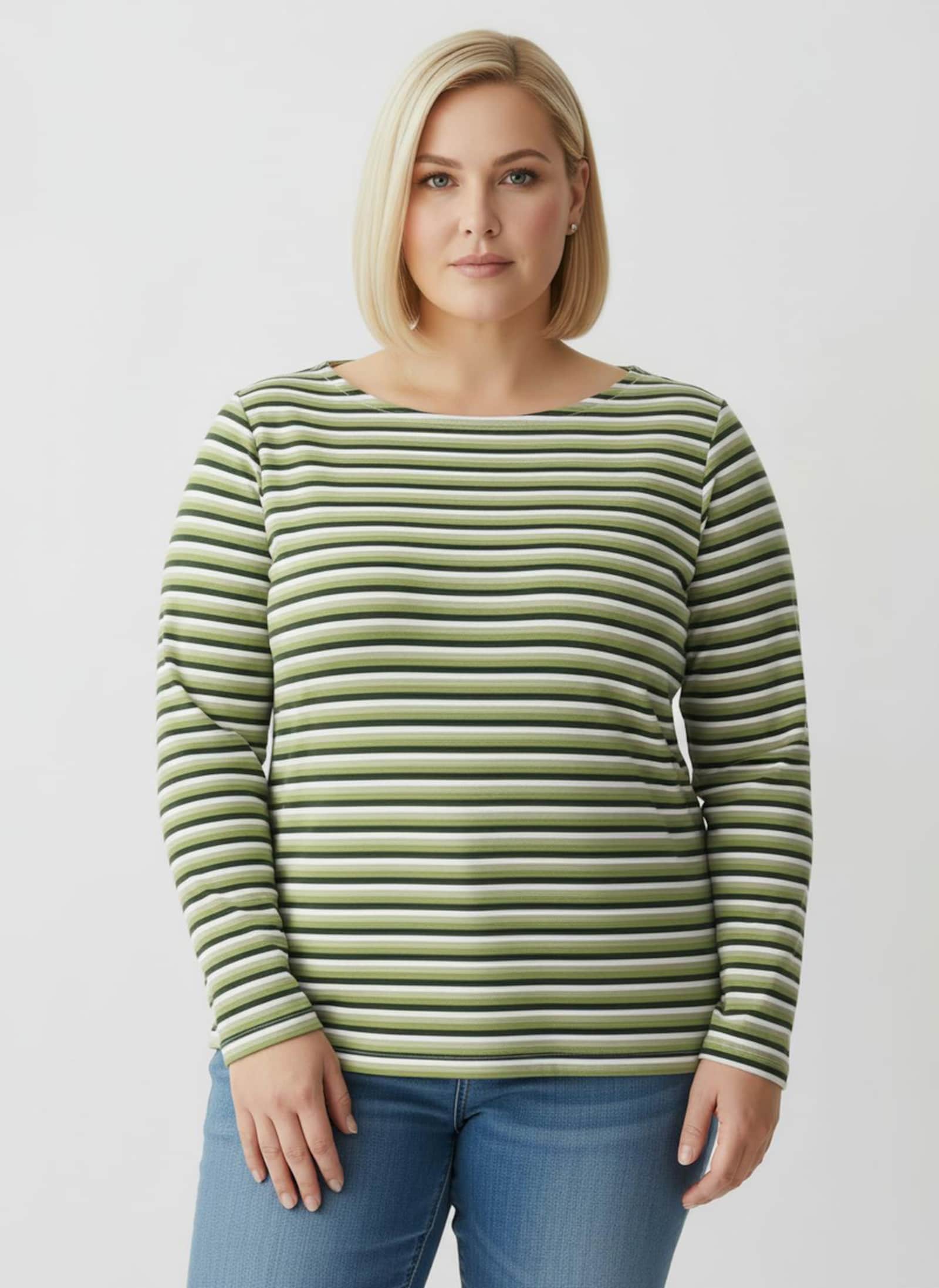 Langarmshirt im Ringel-Dessin - schilf-marine-geringelt