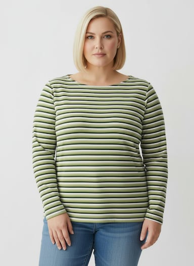 Langarmshirt im Ringel-Dessin - schilf-marine-geringelt