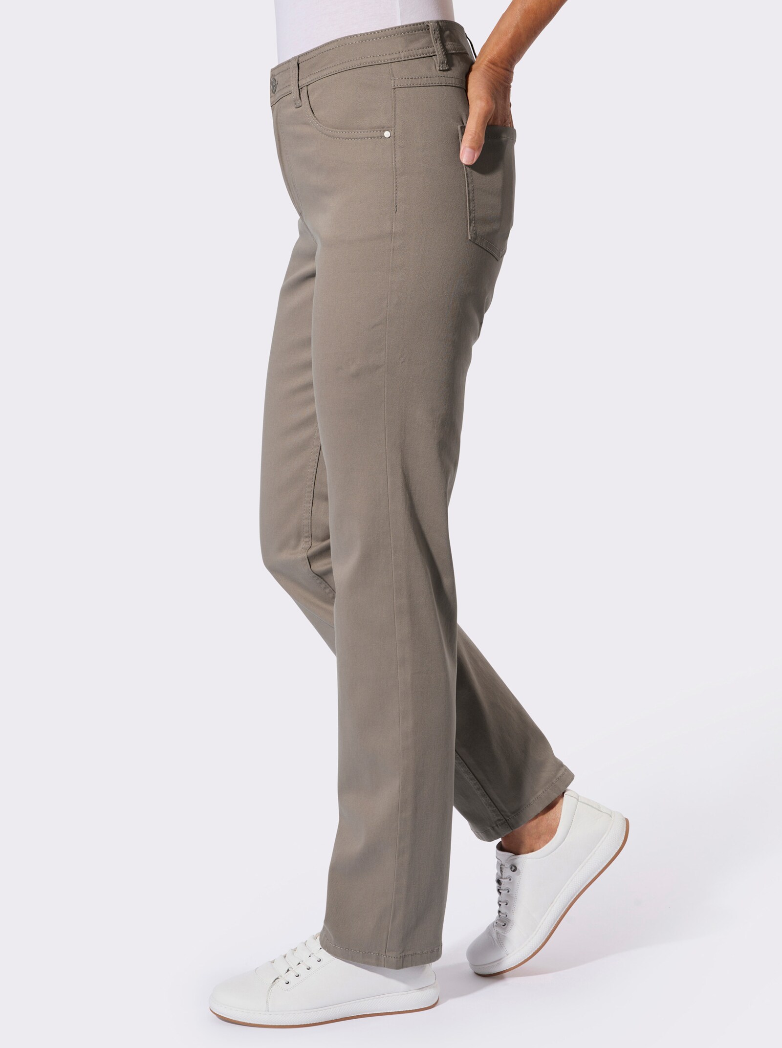 5-Pocket-Jeans mit lässig weiten Beinen - taupe
