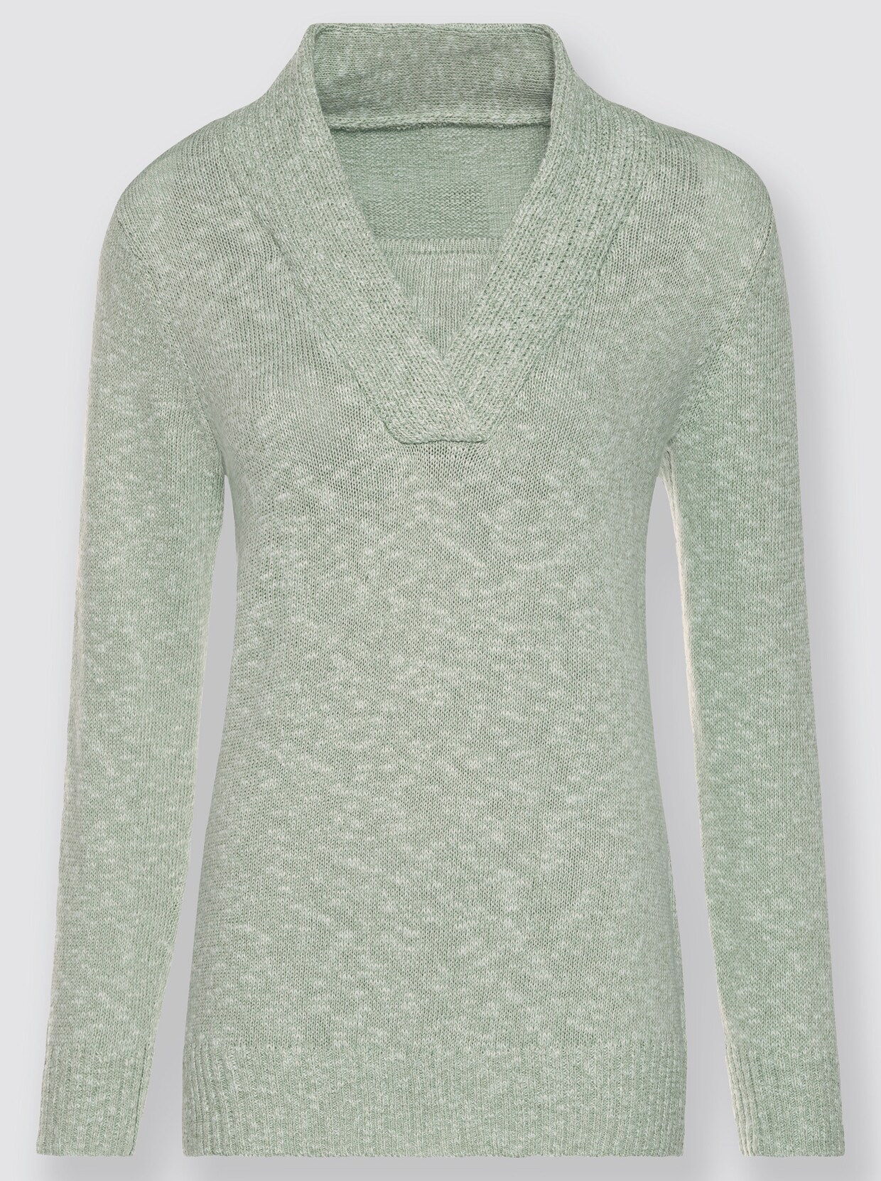 V-Ausschnitt-Pullover - kalkmint-meliert