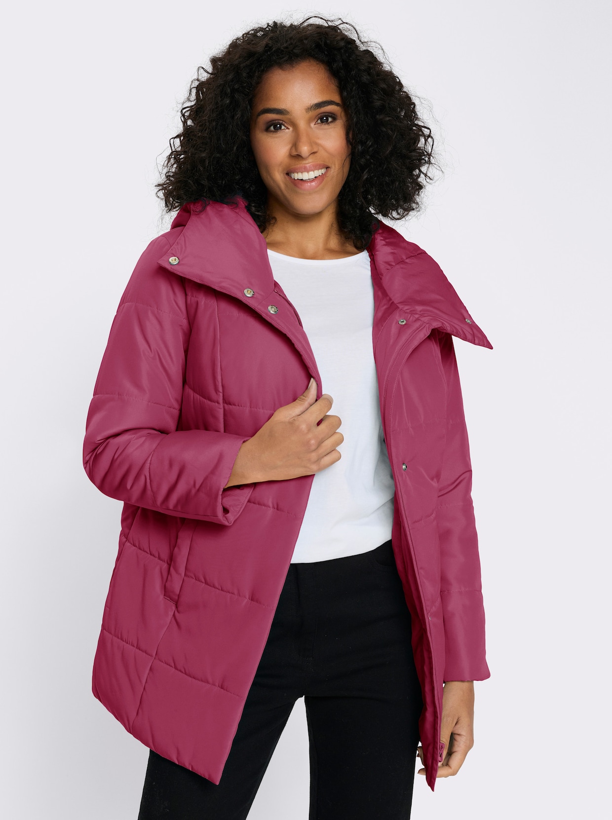 Gewatteerde jas met capuchon - malve