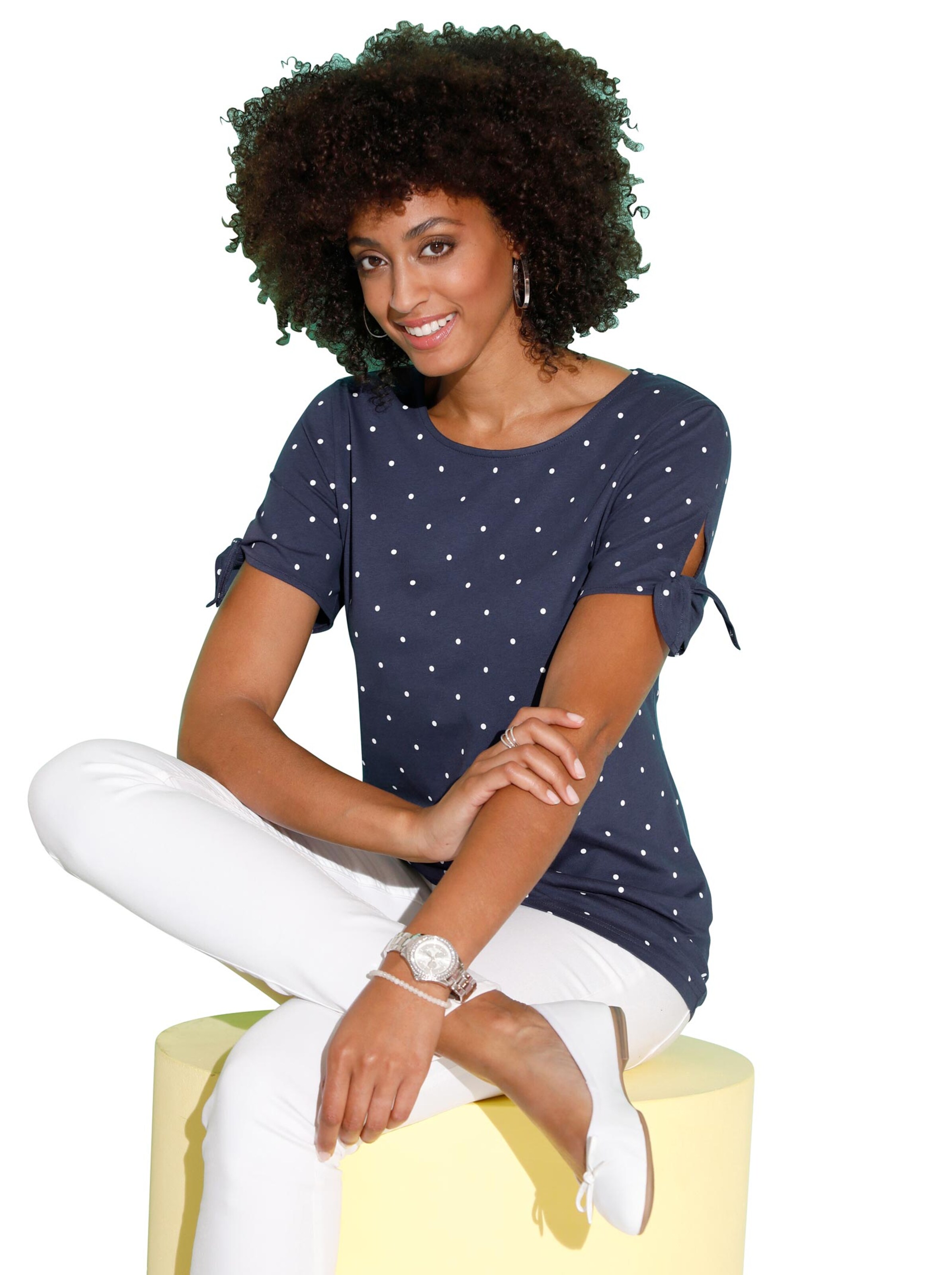 Shirt - marine-getupft