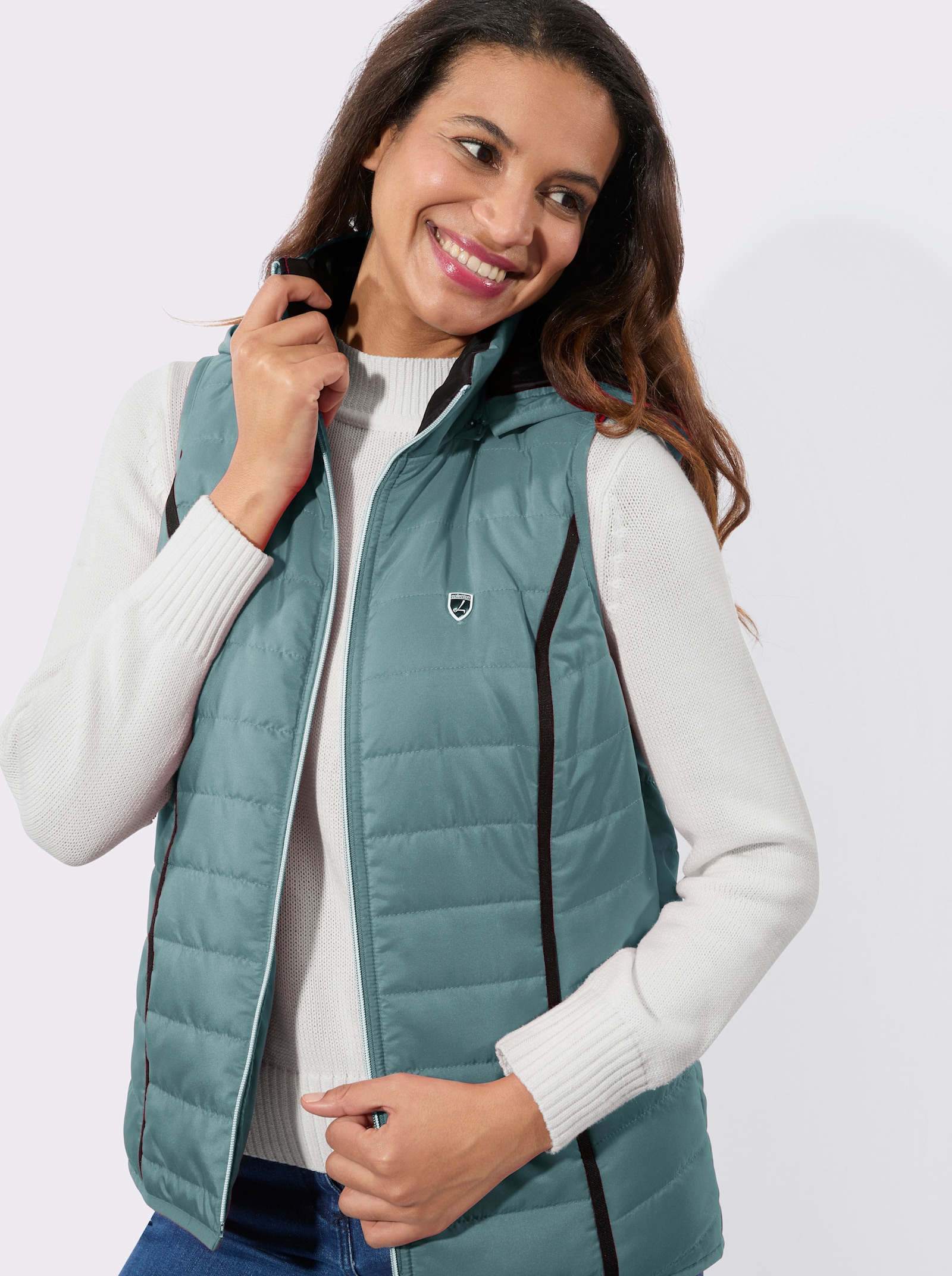 Steppweste mit abnehmbarer Kapuze - jade