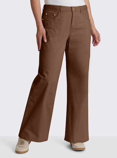 sheego Bootcuthose mit Flechtdetail am Bund - braun