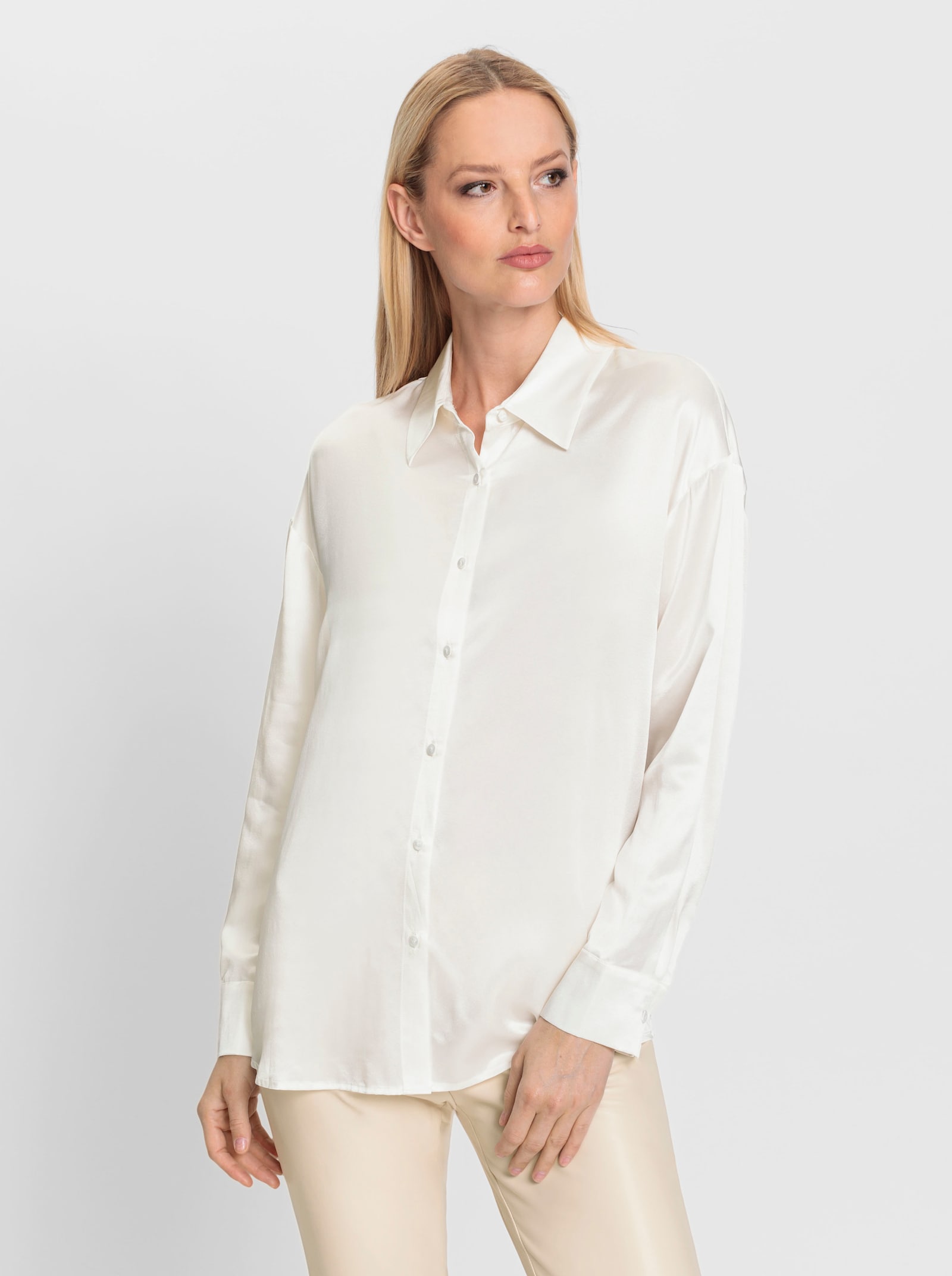heine Hemdbluse aus Seidenmischung - ecru