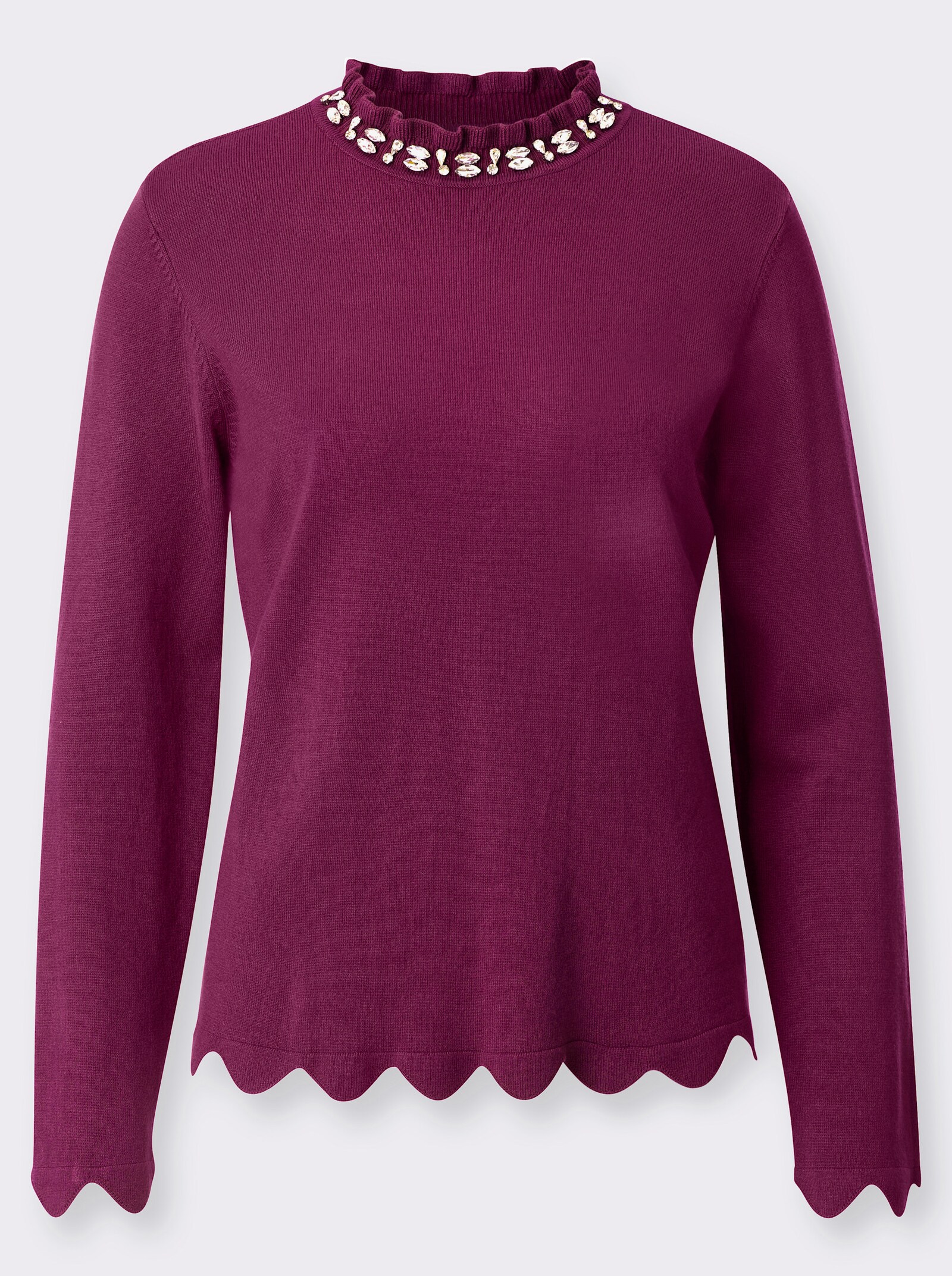 Langarm-Pullover mit Glitzersteinchen - malve