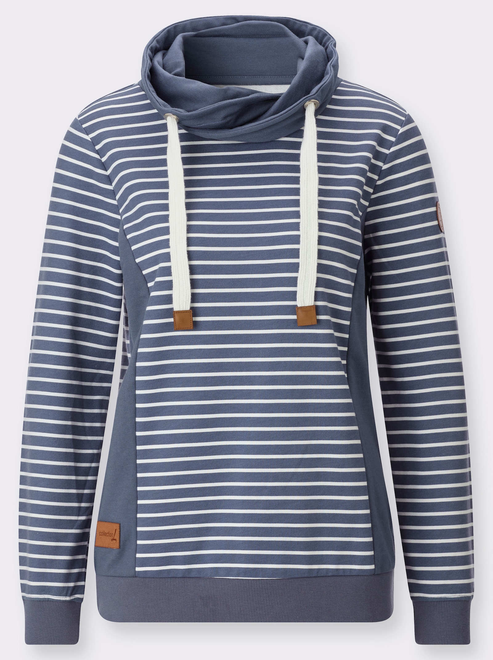 Sweatshirt im Streifenmuster - rauchblau-ecru