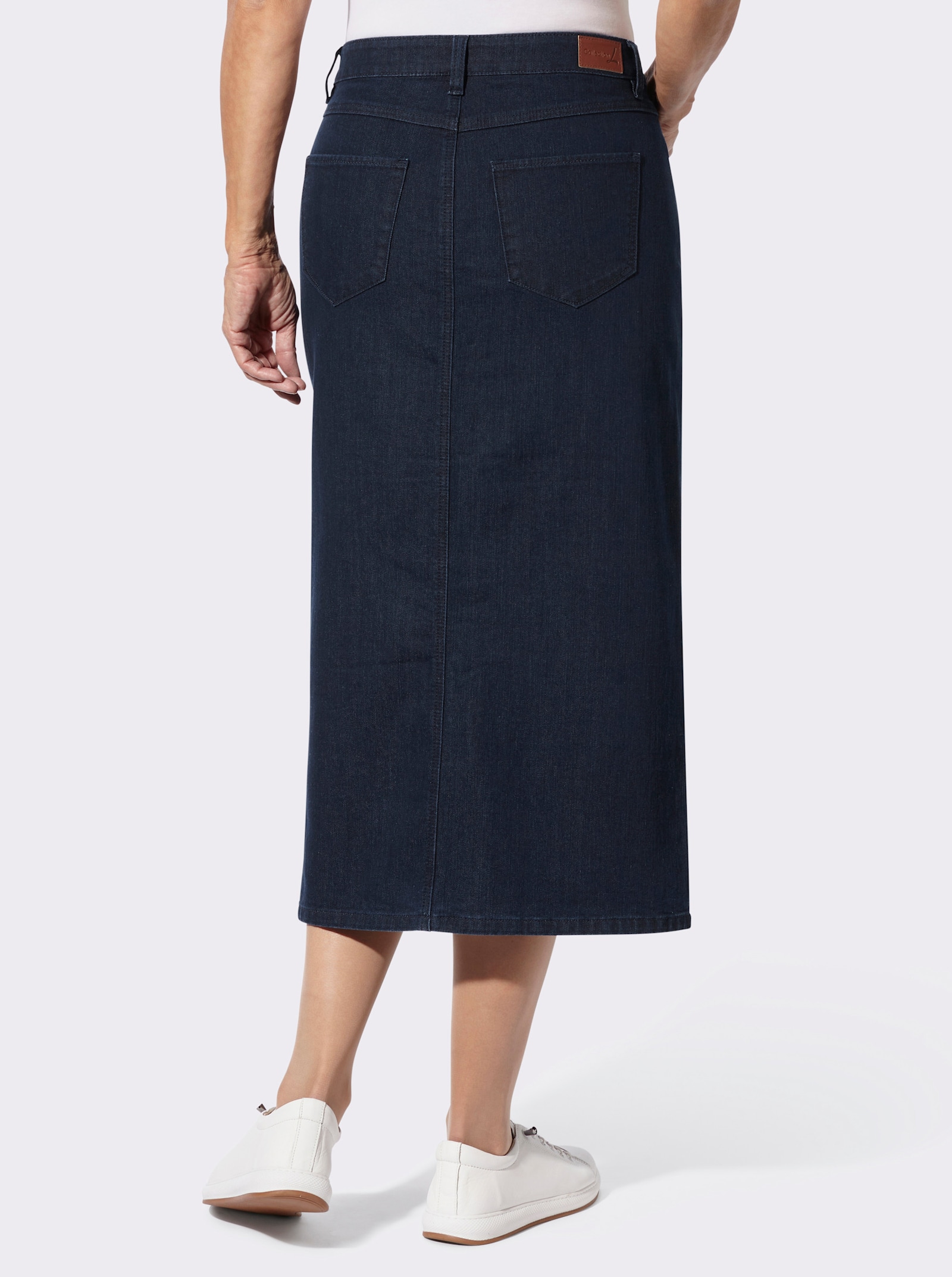 Jeansrock mit verdecktem Gehschlitz, wärmend - dark blue