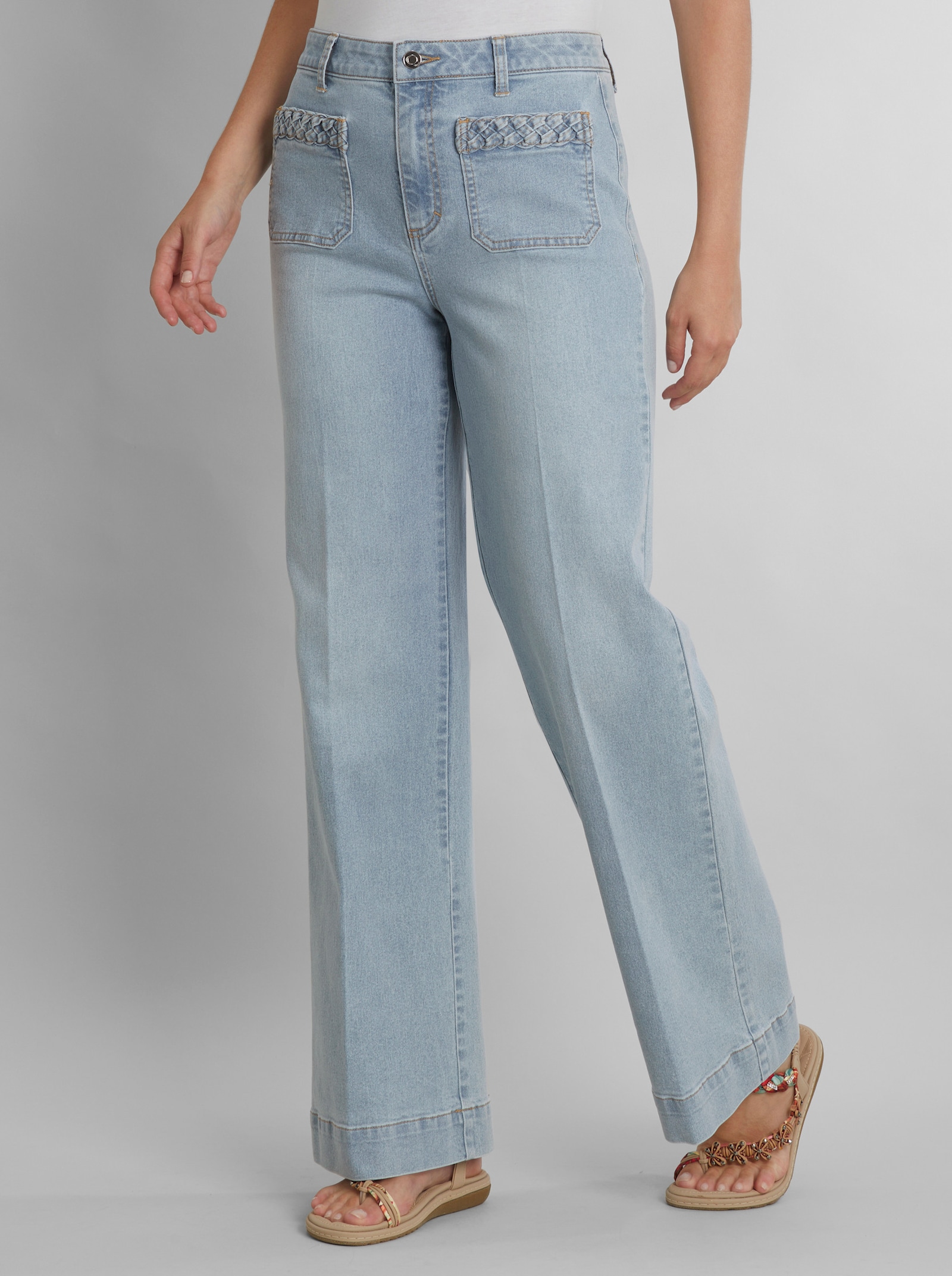 heine Jeans mit Flecht-Details - blue-bleached