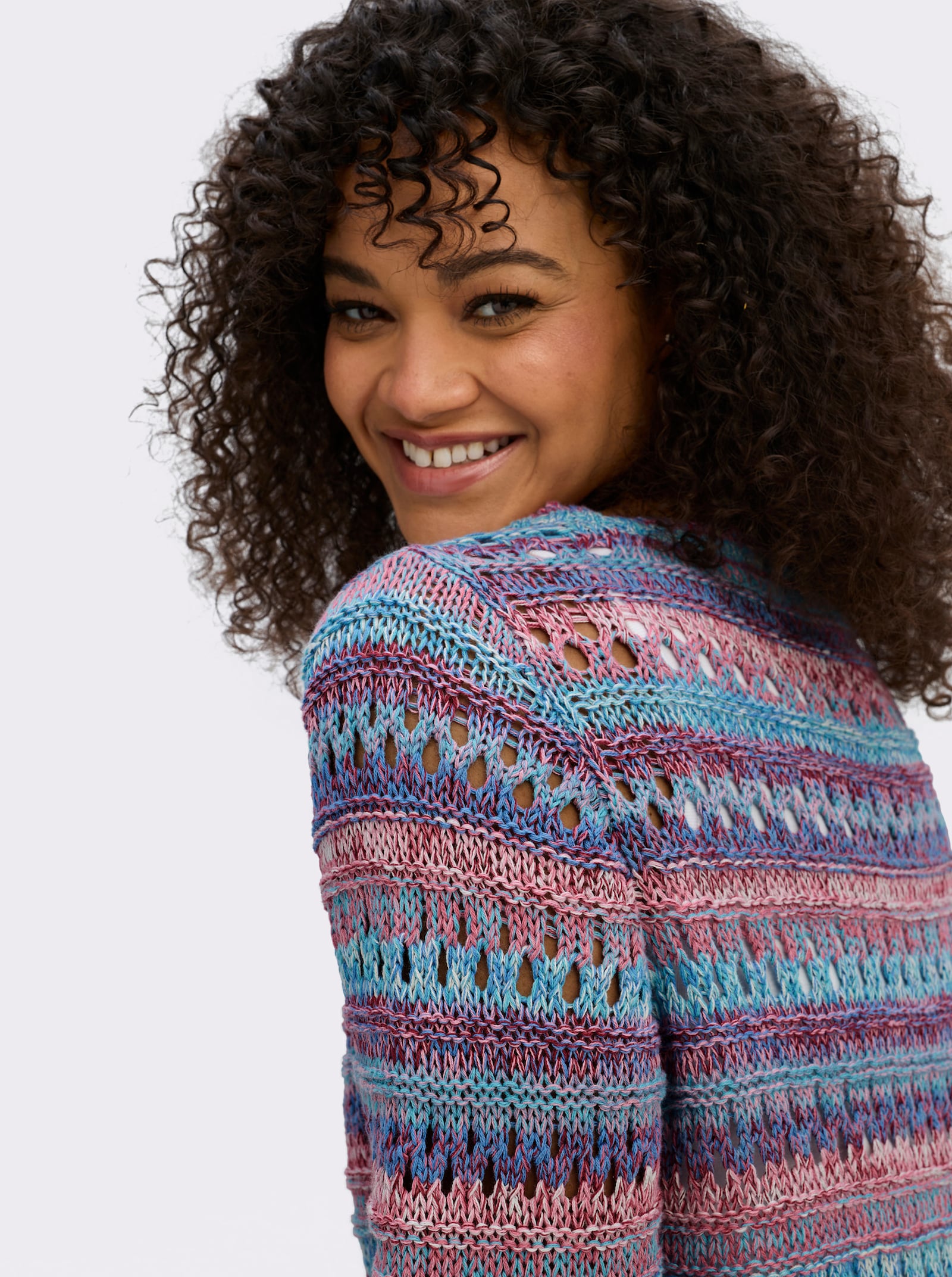 sheego by Joe Browns Ajourpullover im Farbverlauf - orchidee-bordeaux-gemustert