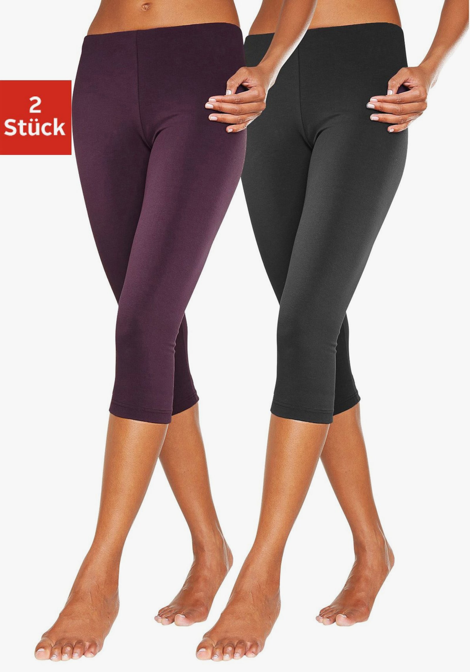 vivance active Caprileggings - 1x beere, 1x schwarz