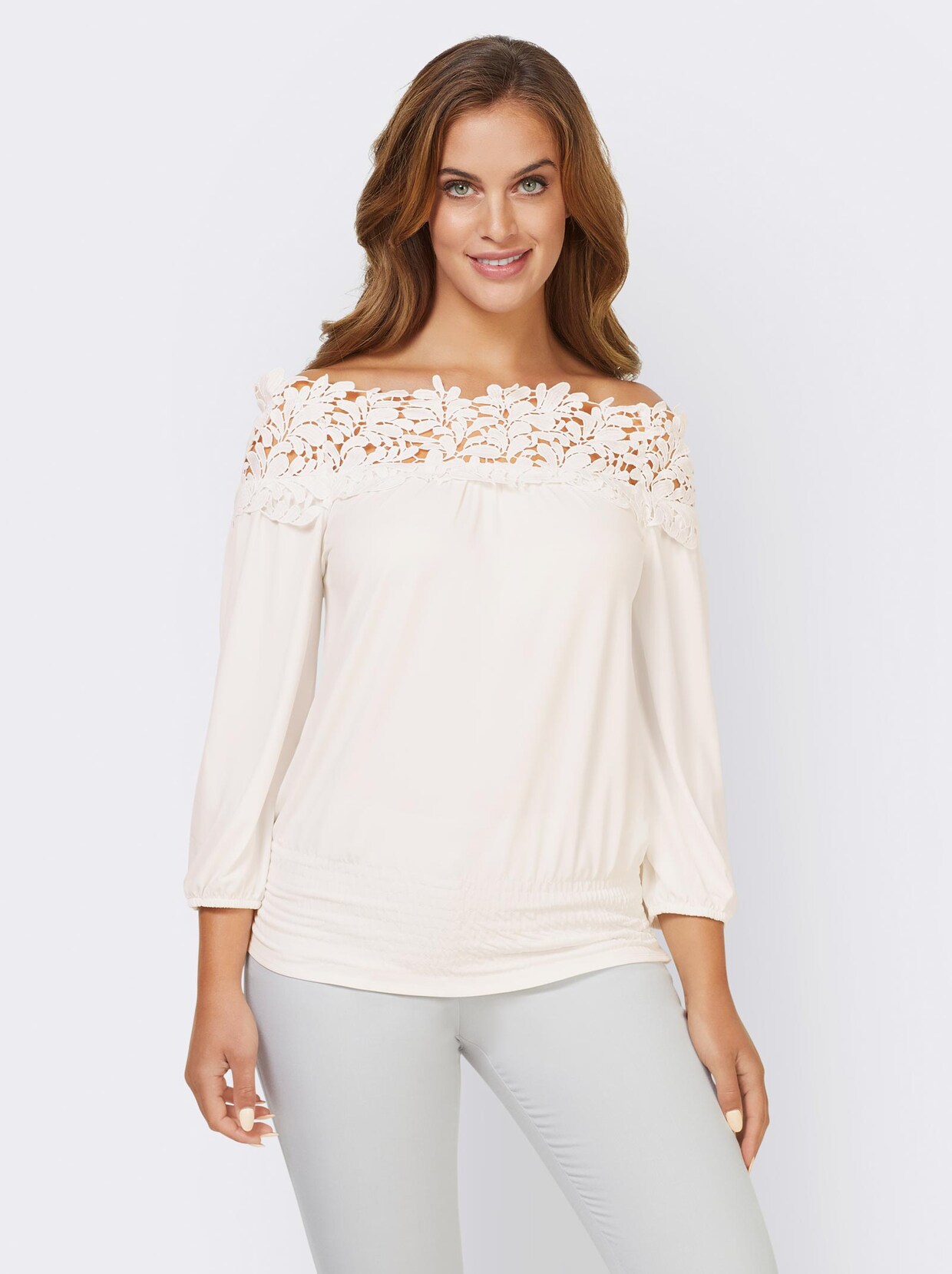 Ashley Brooke Spitzenshirt - ecru