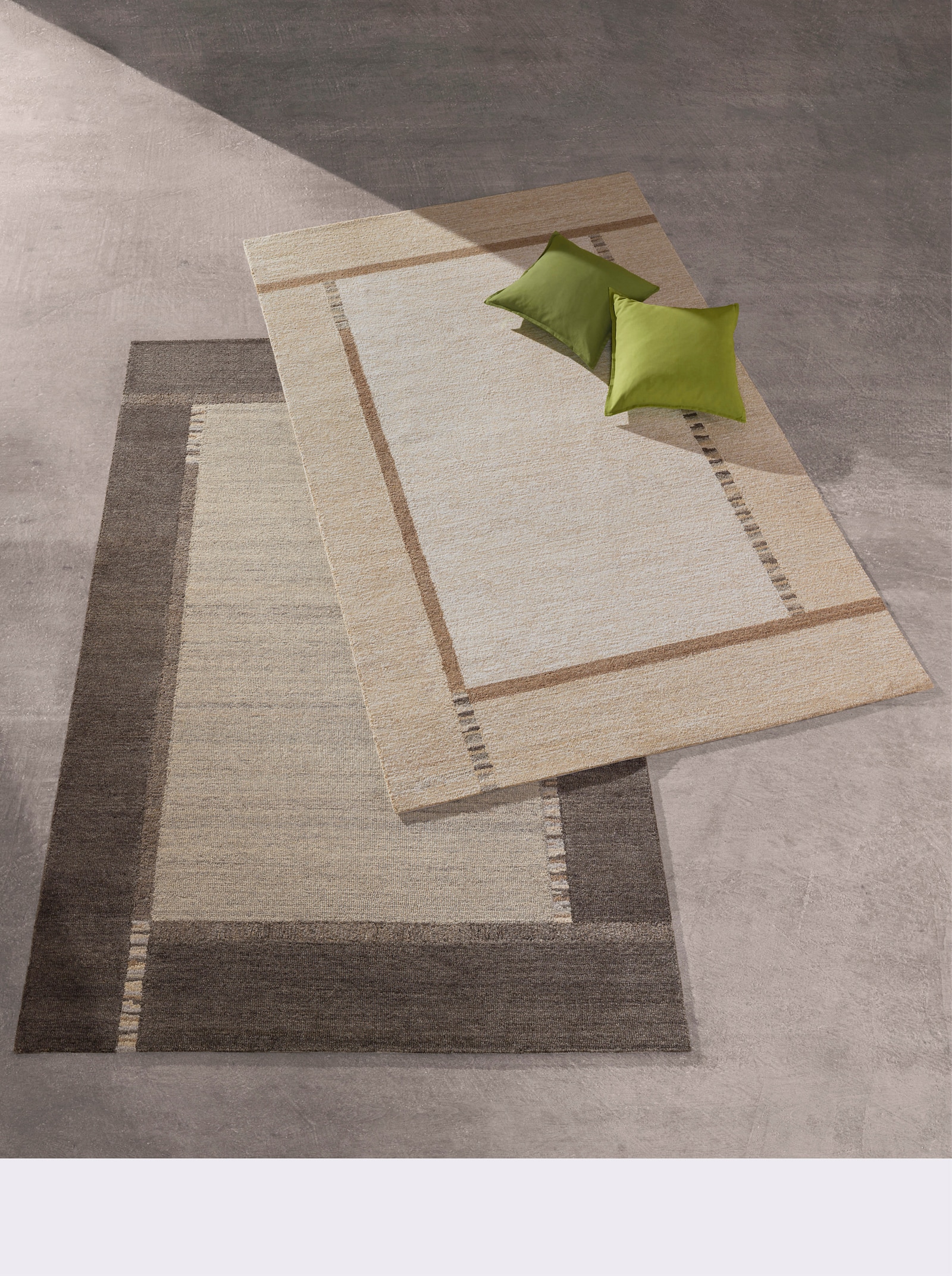 Teppich aus Schurwolle, handgewebt - sand-taupe