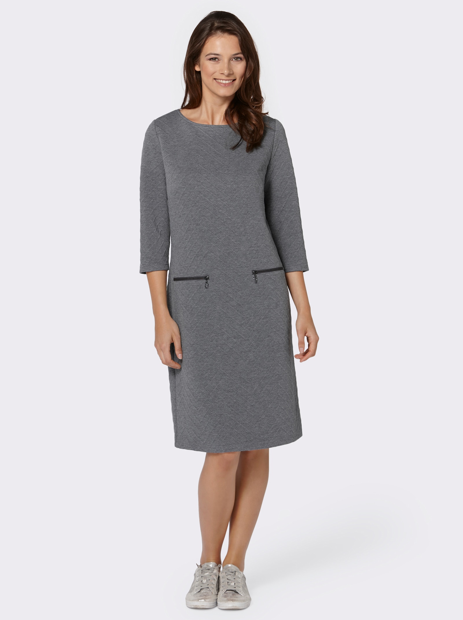 Druckkleid in Jersey-Jacquard-Qualität - grau-meliert