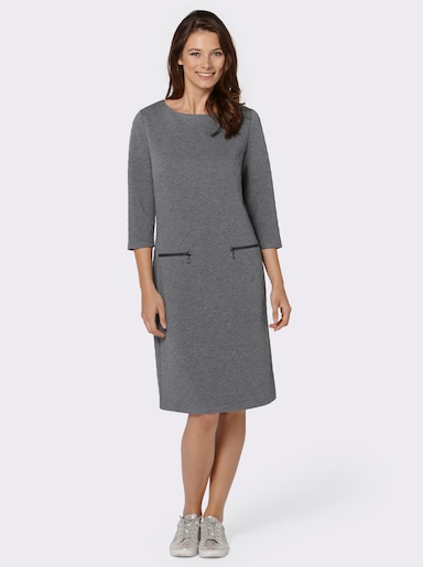 Druckkleid in Jersey-Jacquard-Qualität - grau-meliert